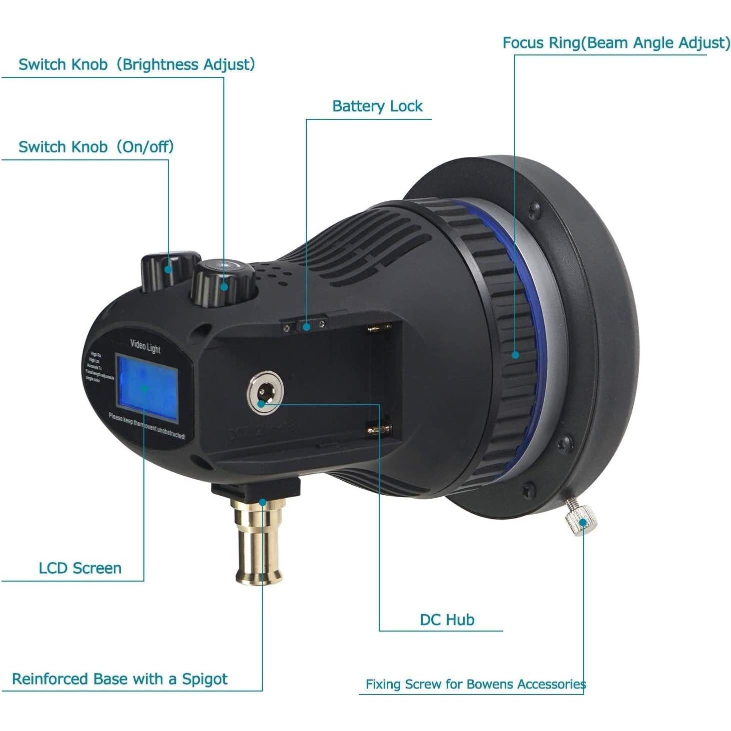 Luz LED Portátil WELLMAKING 80W Regulable 5600K CRI 98