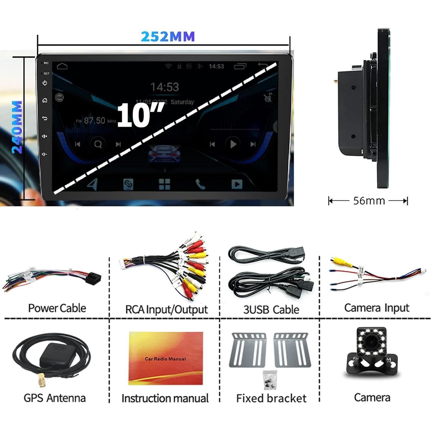 Estéreo de Coche Binize 10" Android Auto y Carplay Inalámbrico