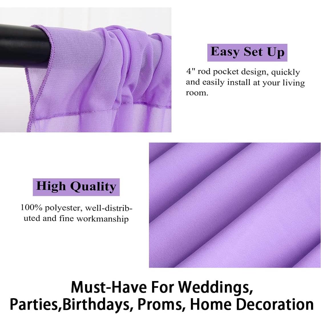 Tela Draping ShinyBeauty Lavanda 3 Paneles 6.1m para Boda