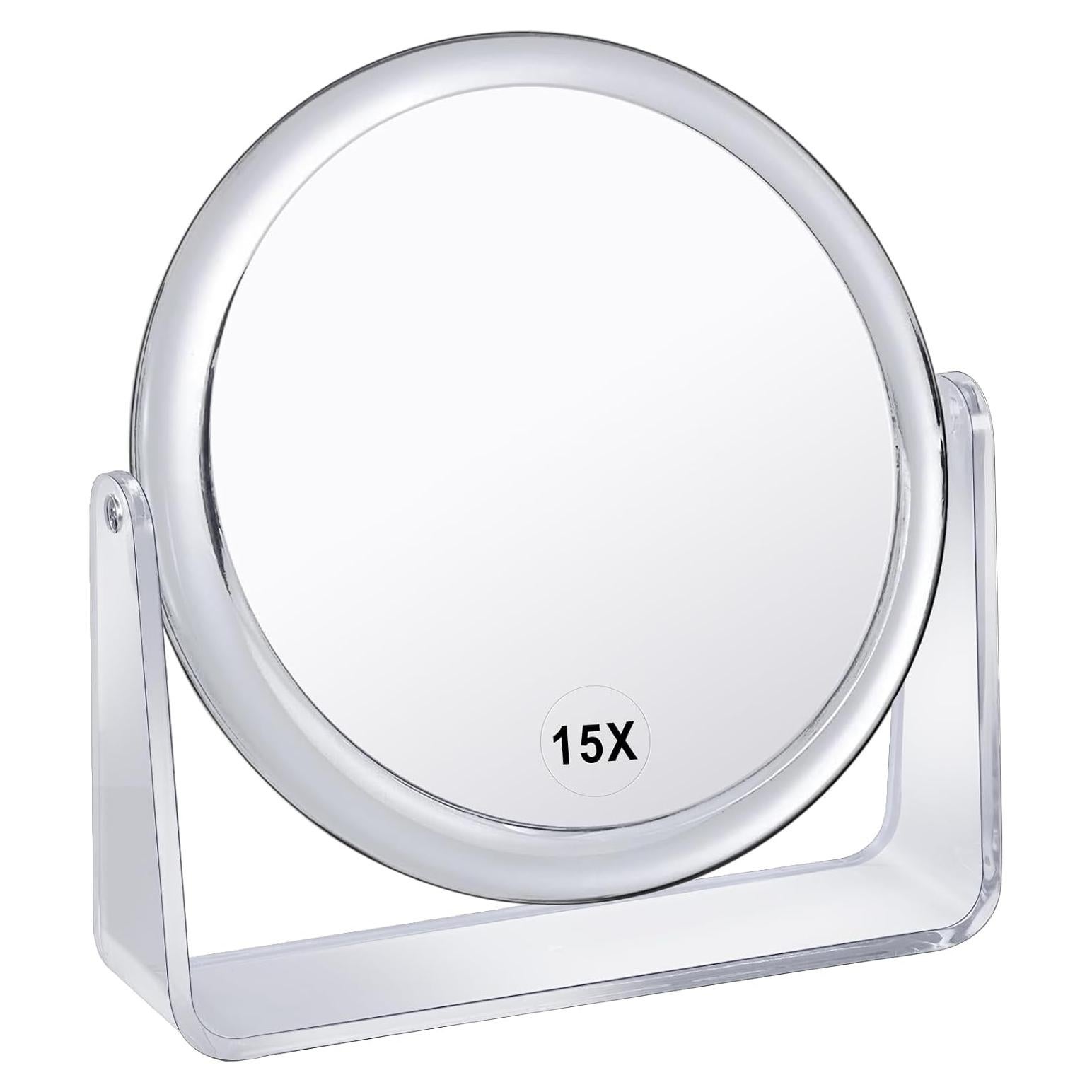 Espejo de Maquillaje Doble Cara 1X/15X MKUMIR Portátil