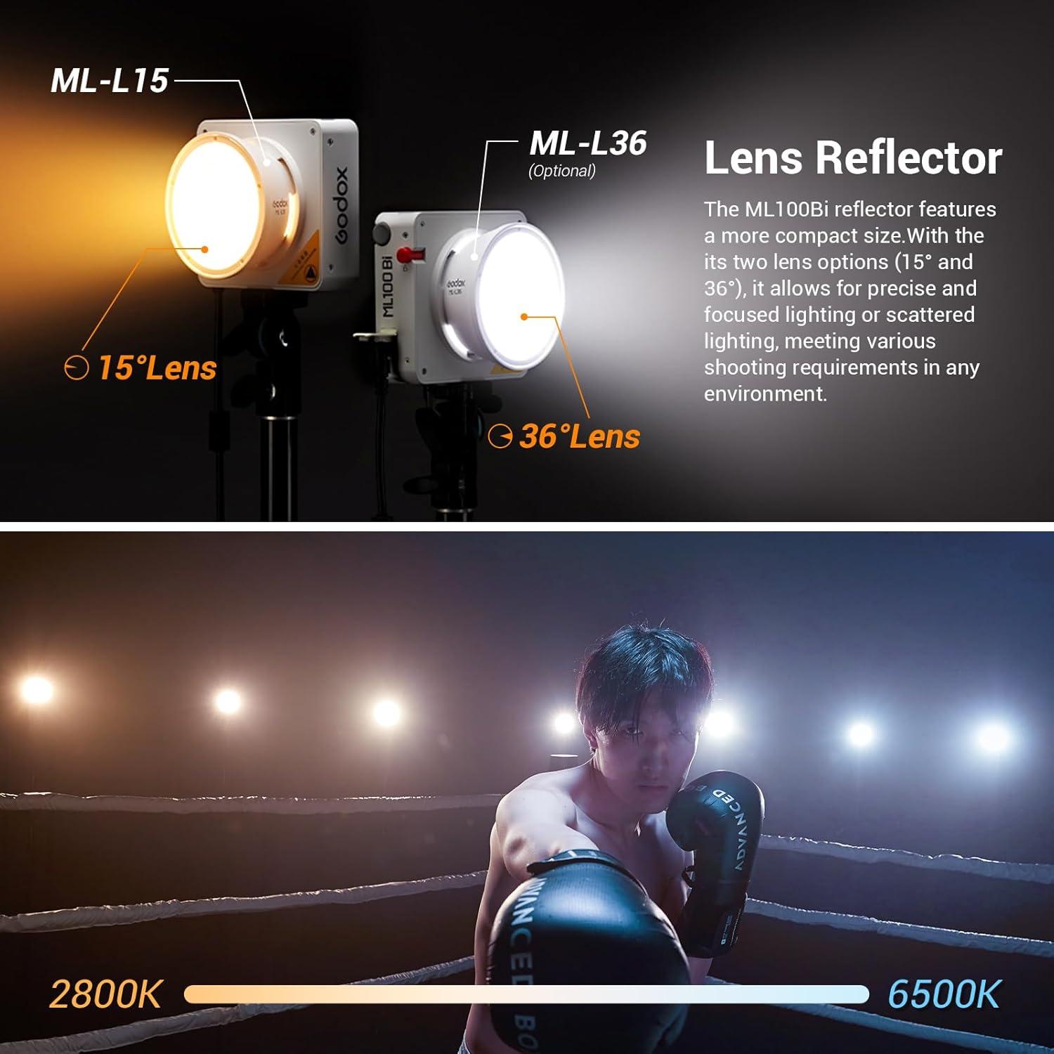 Luz de Video LED Godox ML100Bi 100W Bi-Color 2800-6500K