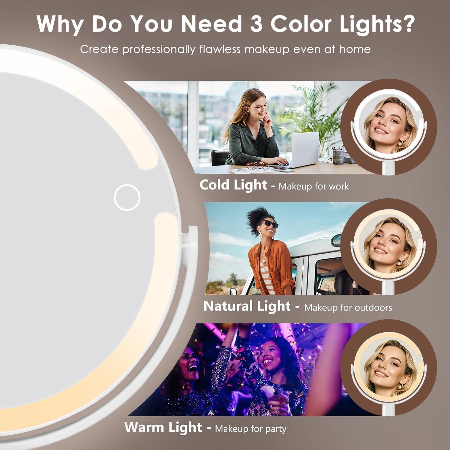 Espejo de Maquillaje Iluminado Genérico 1x/10X Blanco