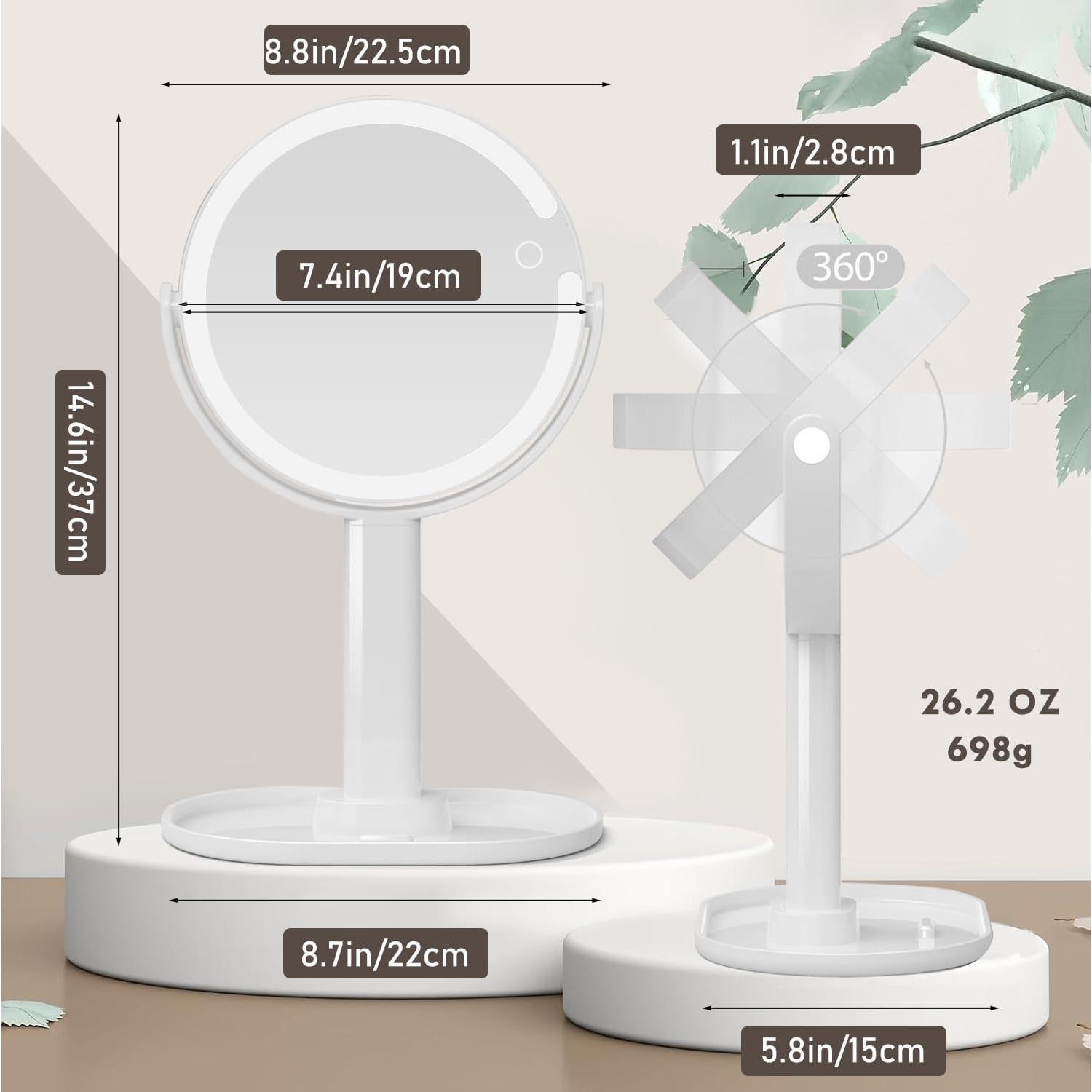 Espejo de Maquillaje Iluminado Genérico 1x/10X Blanco