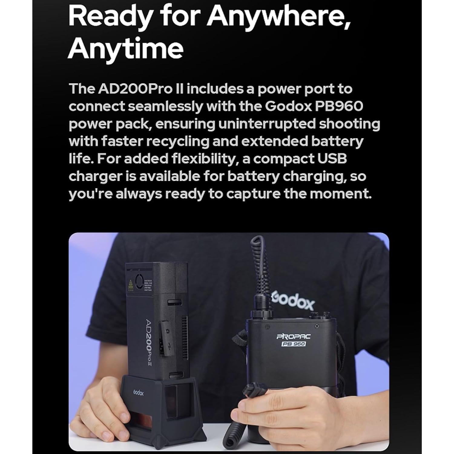 Flash Estroboscópico Godox AD200 Pro II 200Ws TTL Inalámbrico