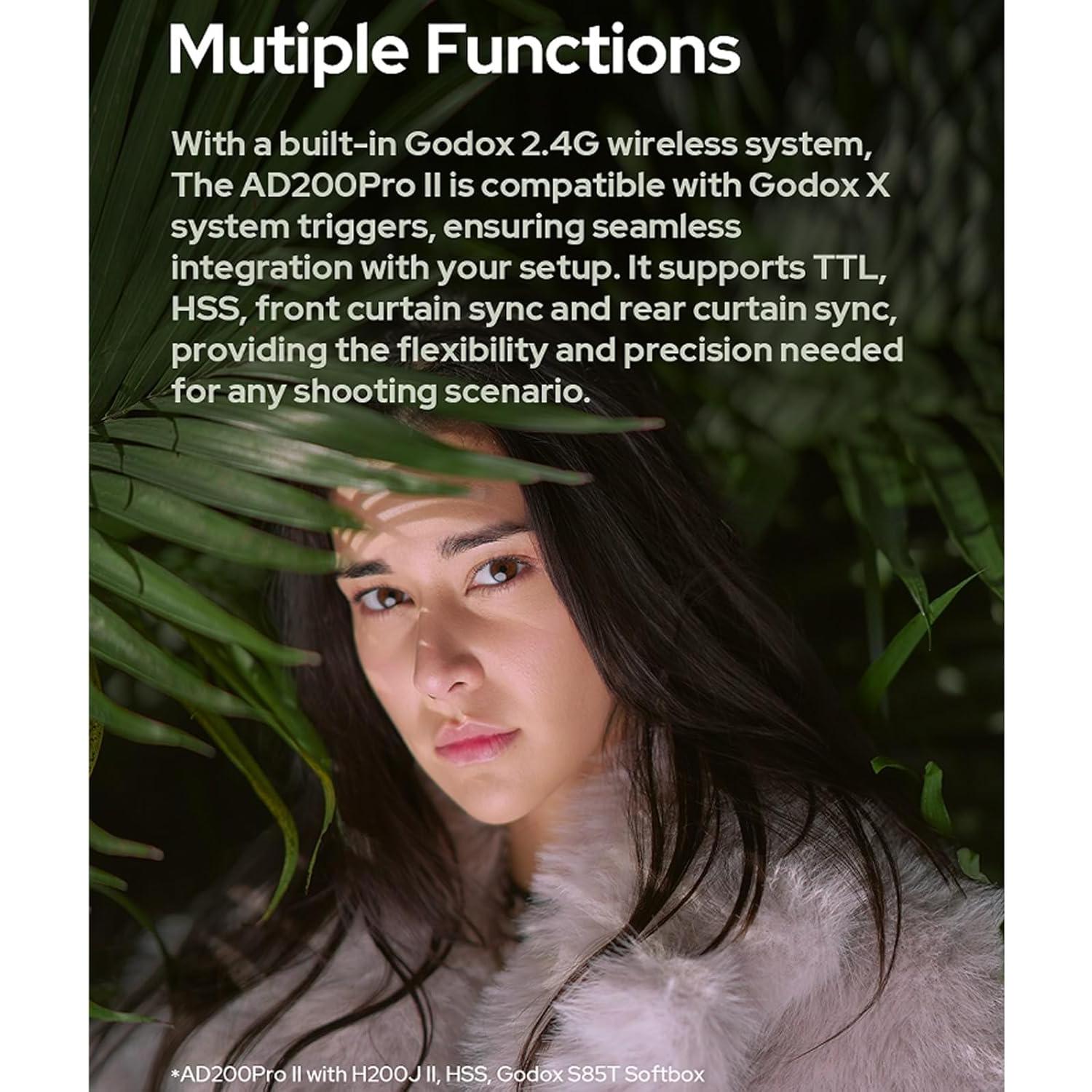 Flash Estroboscópico Godox AD200 Pro II 200Ws TTL Inalámbrico