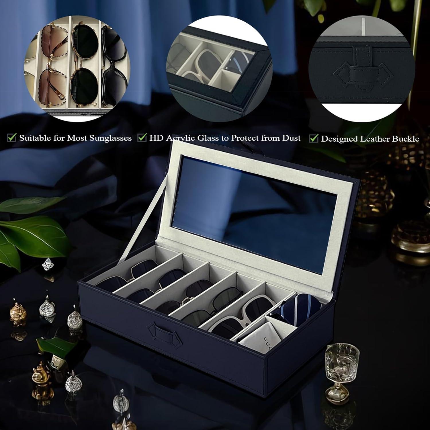 Organizador de Gafas de Sol UnionPlus, 8 Compartimentos, Negro