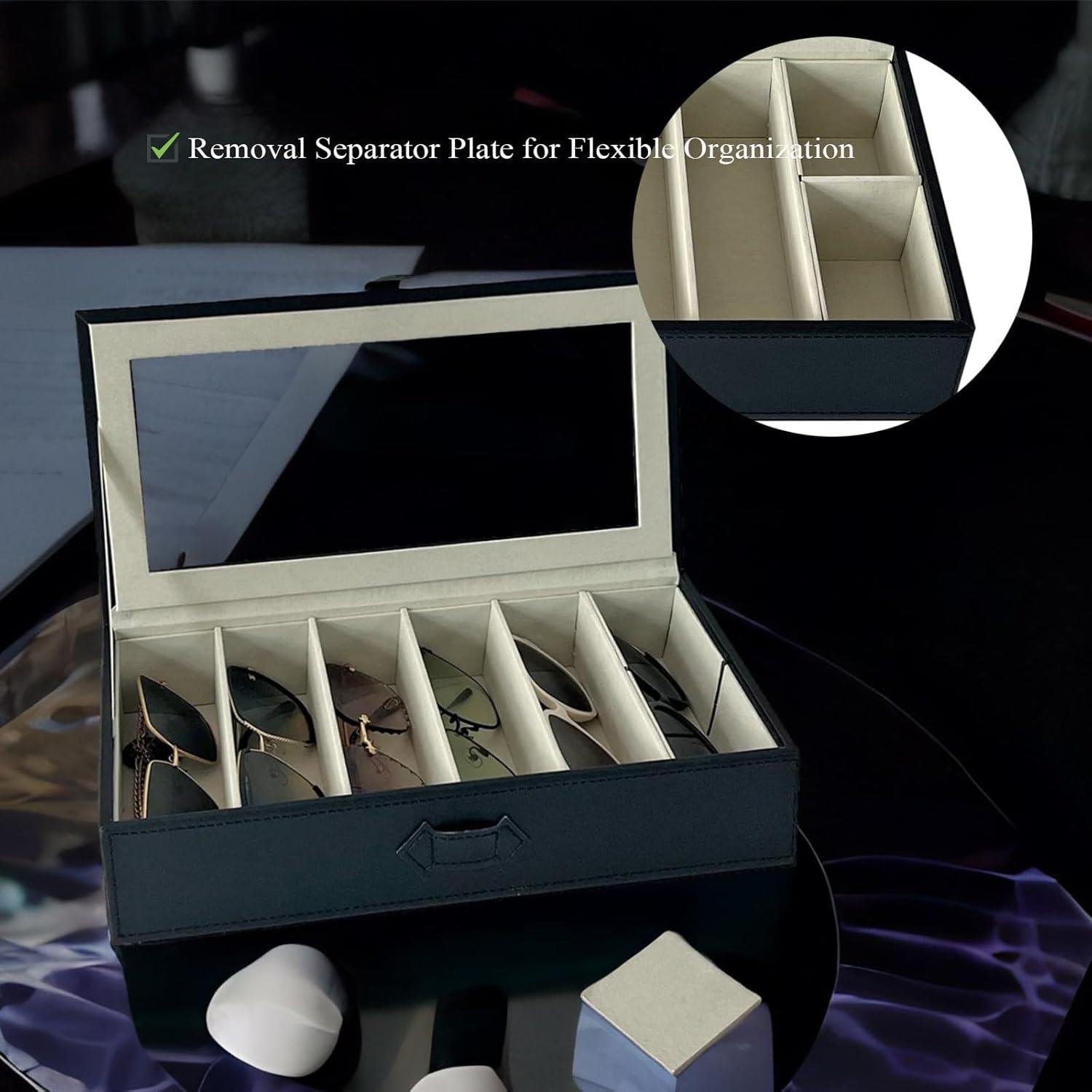 Organizador de Gafas de Sol UnionPlus, 8 Compartimentos, Negro