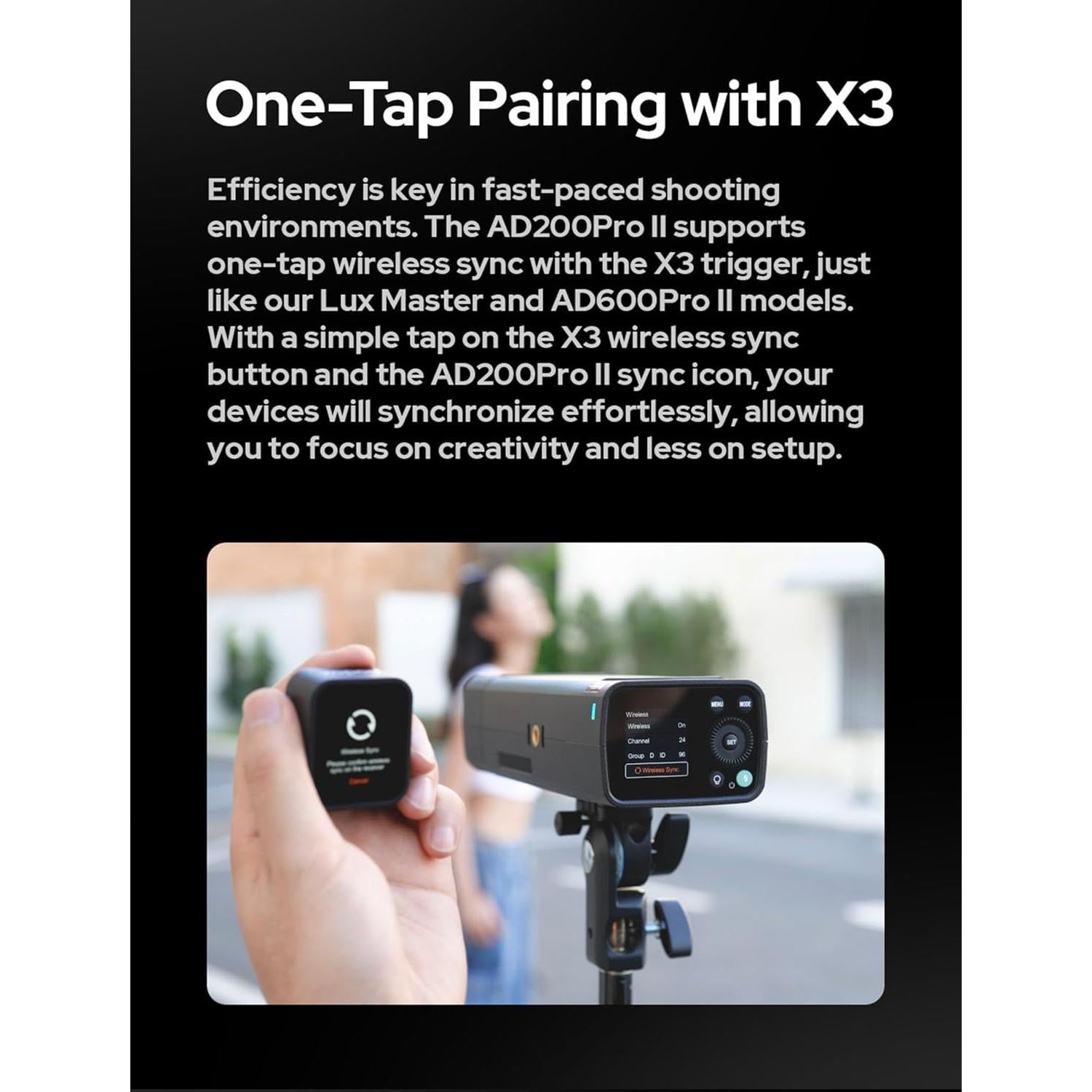 Flash Godox AD200 Pro II con Luz LED Bicolor y Control Preciso