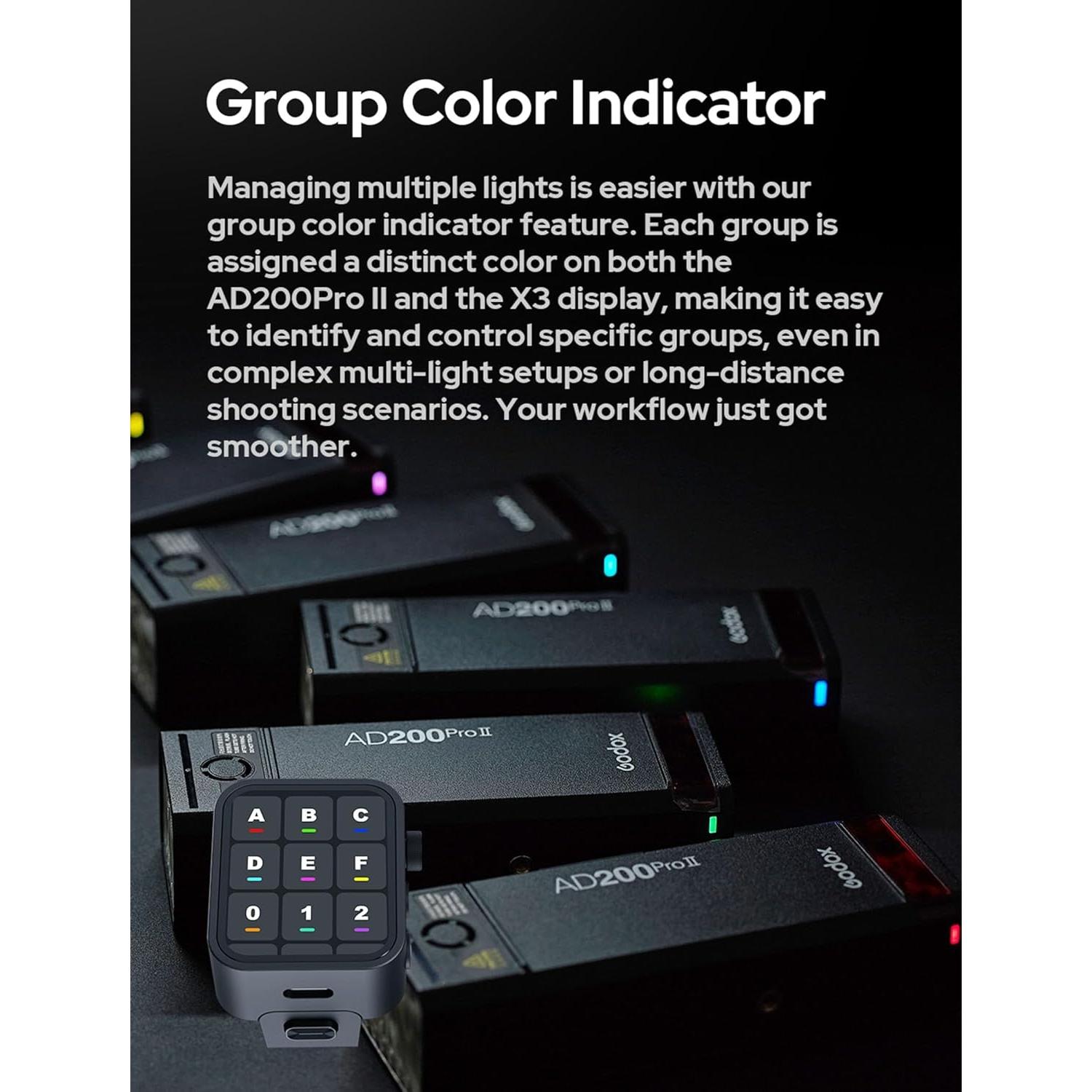 Flash Godox AD200 Pro II con Luz LED Bicolor y Control Preciso