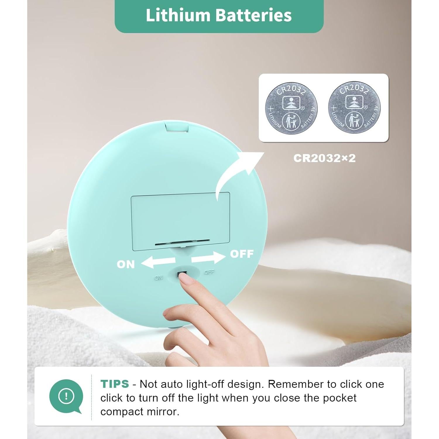 Espejo de Maquillaje Wobsion LED 1x/10x Compacto 8.89 cm