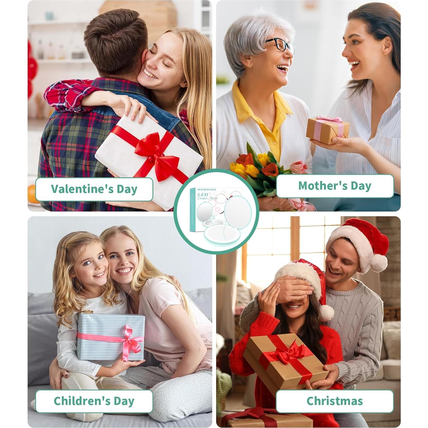 Espejo de Maquillaje Wobsion LED 1x/10x Compacto 8.89 cm