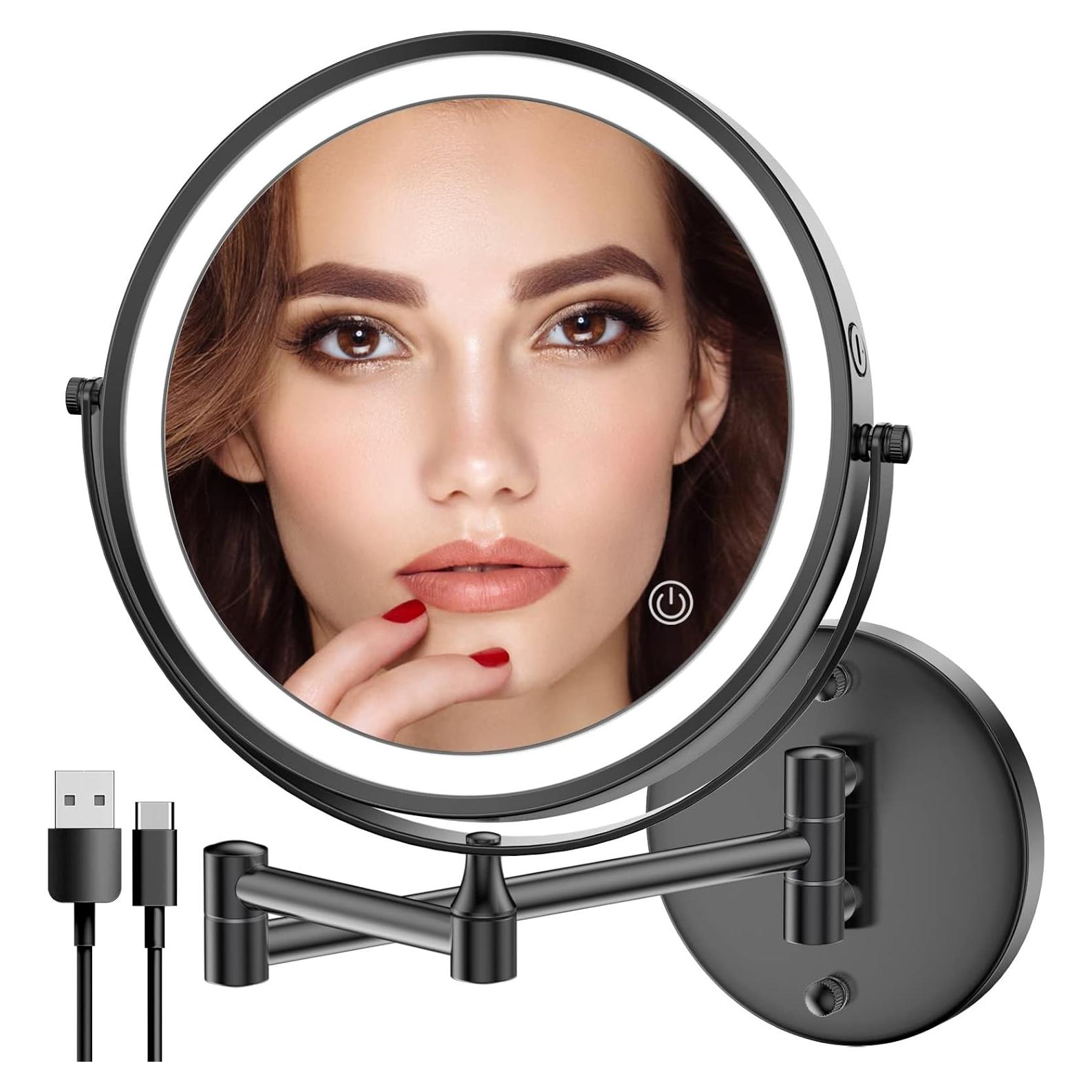 Espejo de Maquillaje LED Rocollos 20 cm Doble Cara 1X/10X
