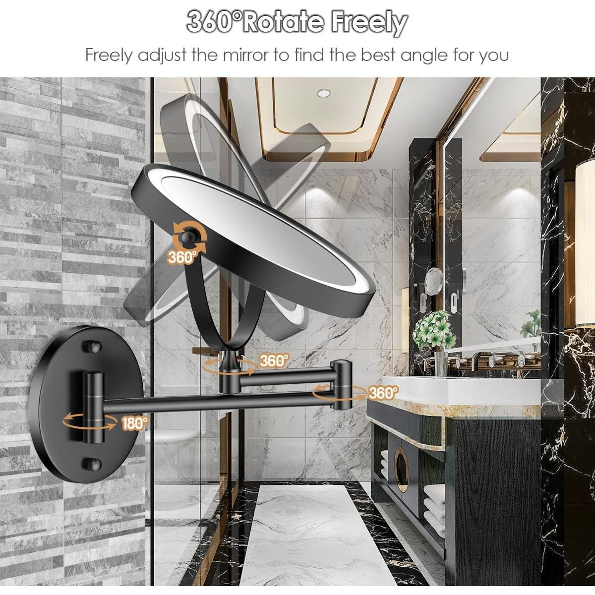 Espejo de Maquillaje LED Rocollos 20 cm Doble Cara 1X/10X