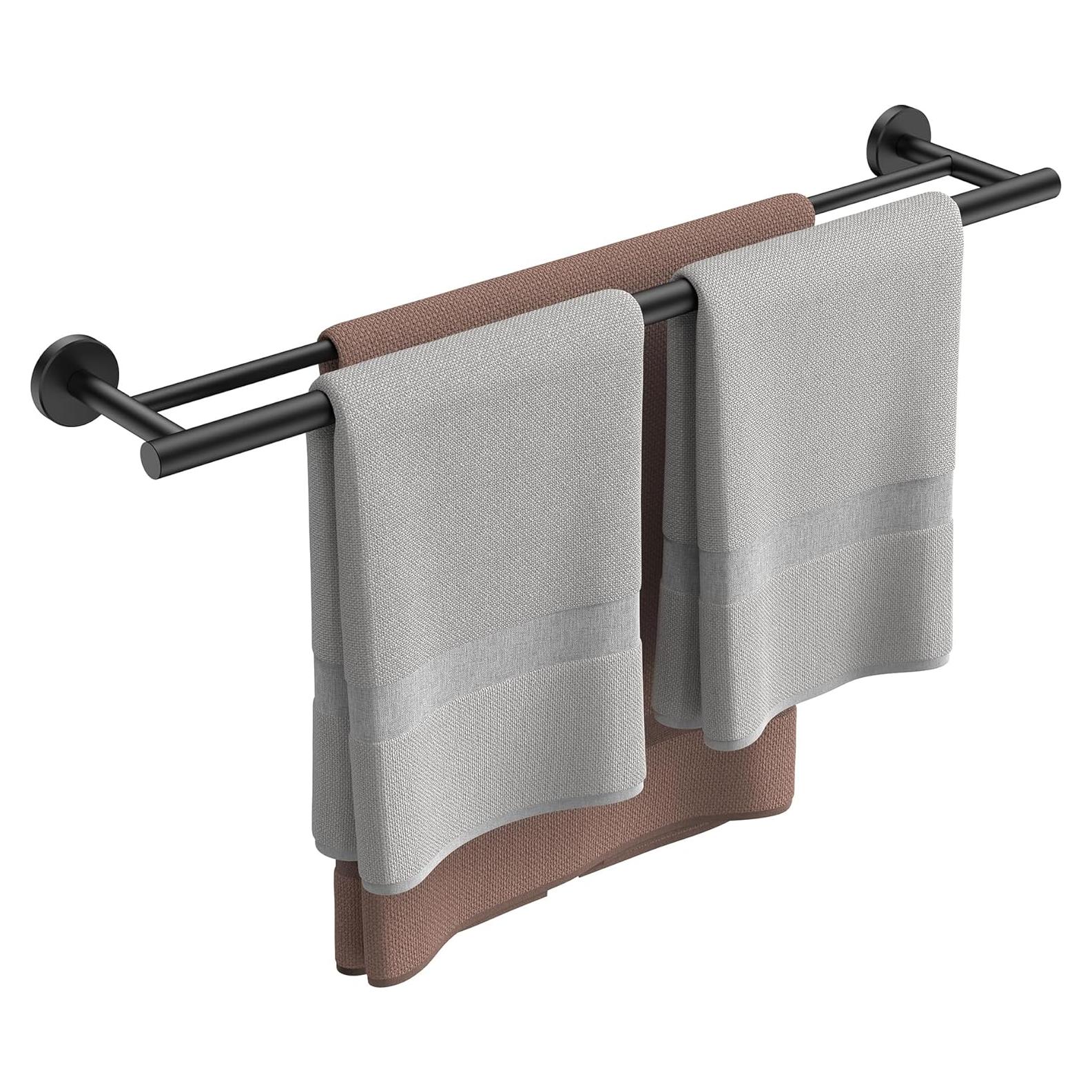 Barras dobles para toallas FORIOUS 60 cm acero inoxidable negro