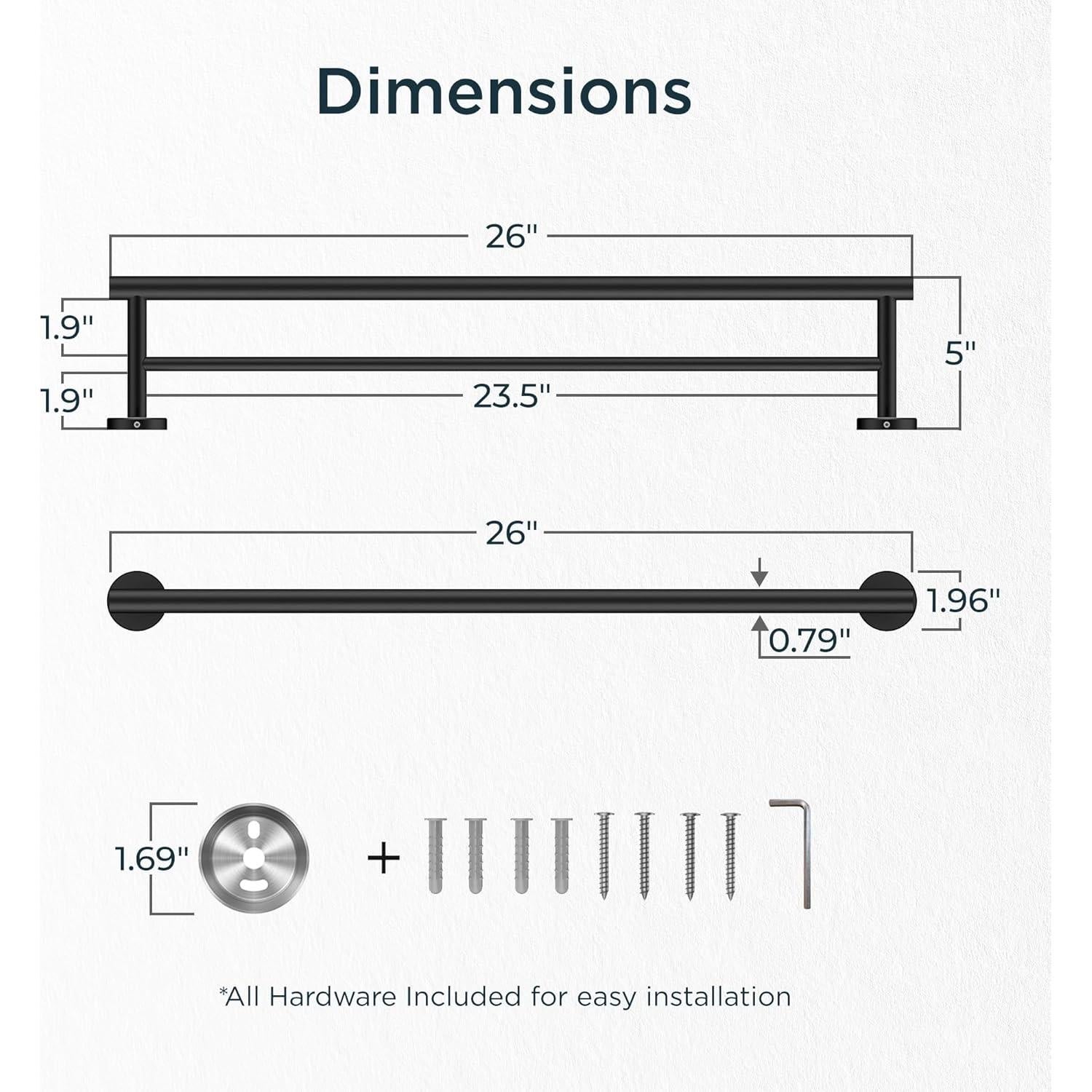 Barras dobles para toallas FORIOUS 60 cm acero inoxidable negro