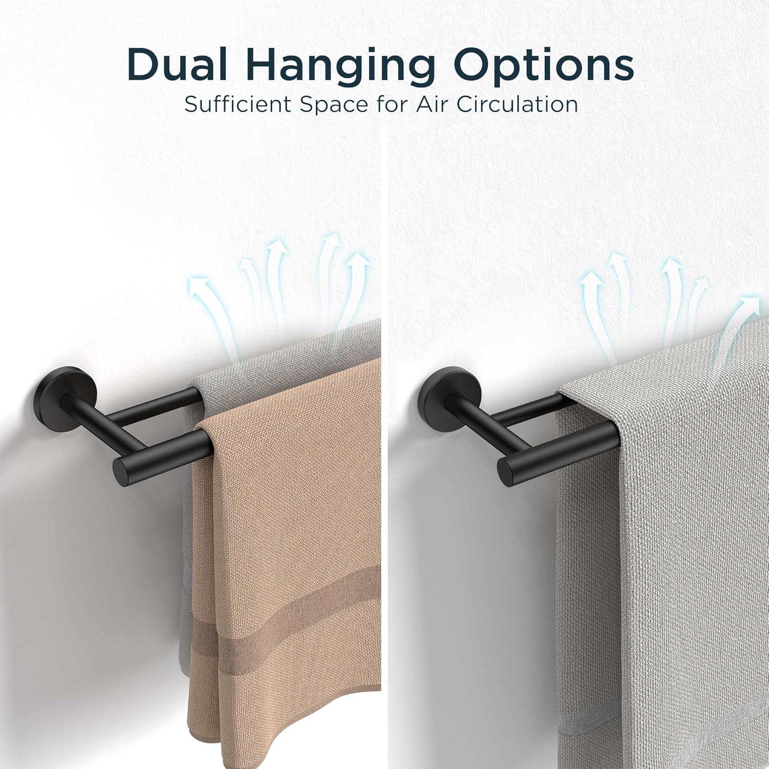 Barras dobles para toallas FORIOUS 60 cm acero inoxidable negro