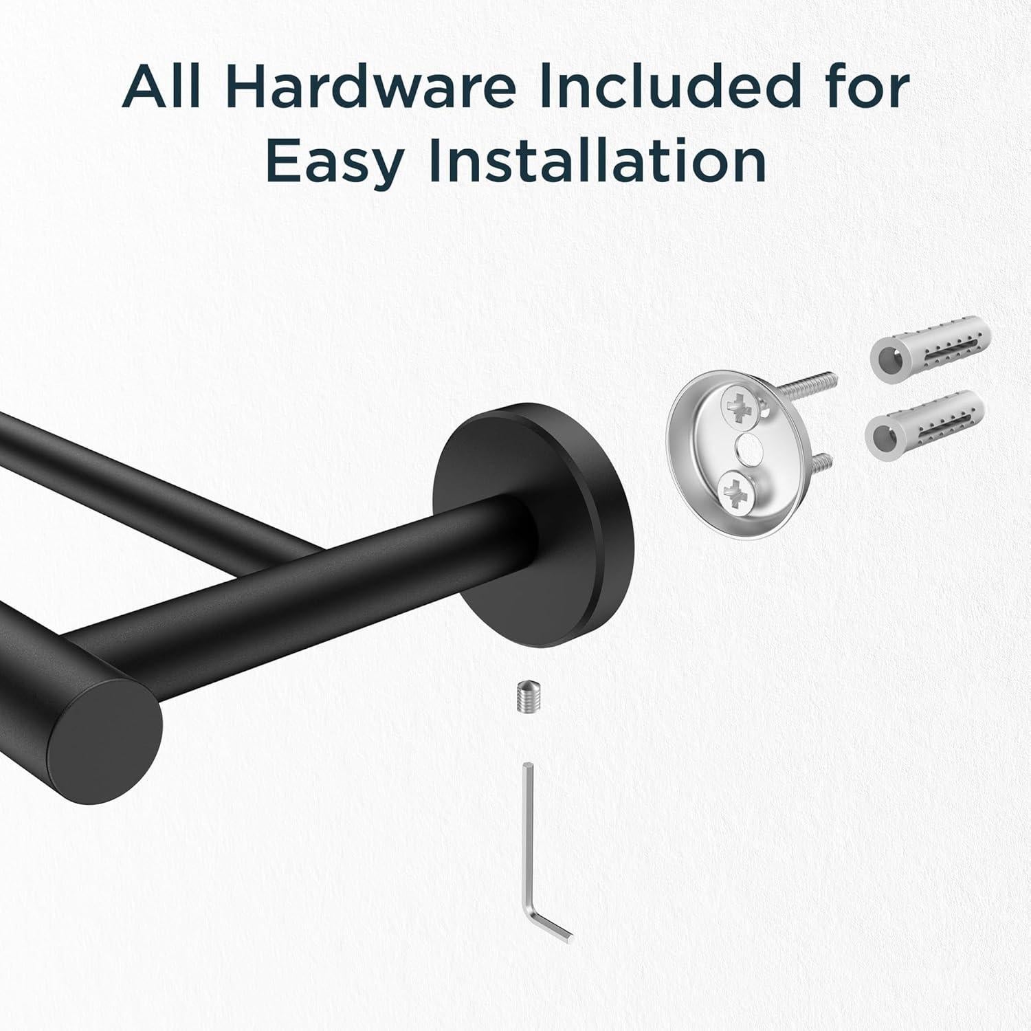 Barras dobles para toallas FORIOUS 60 cm acero inoxidable negro