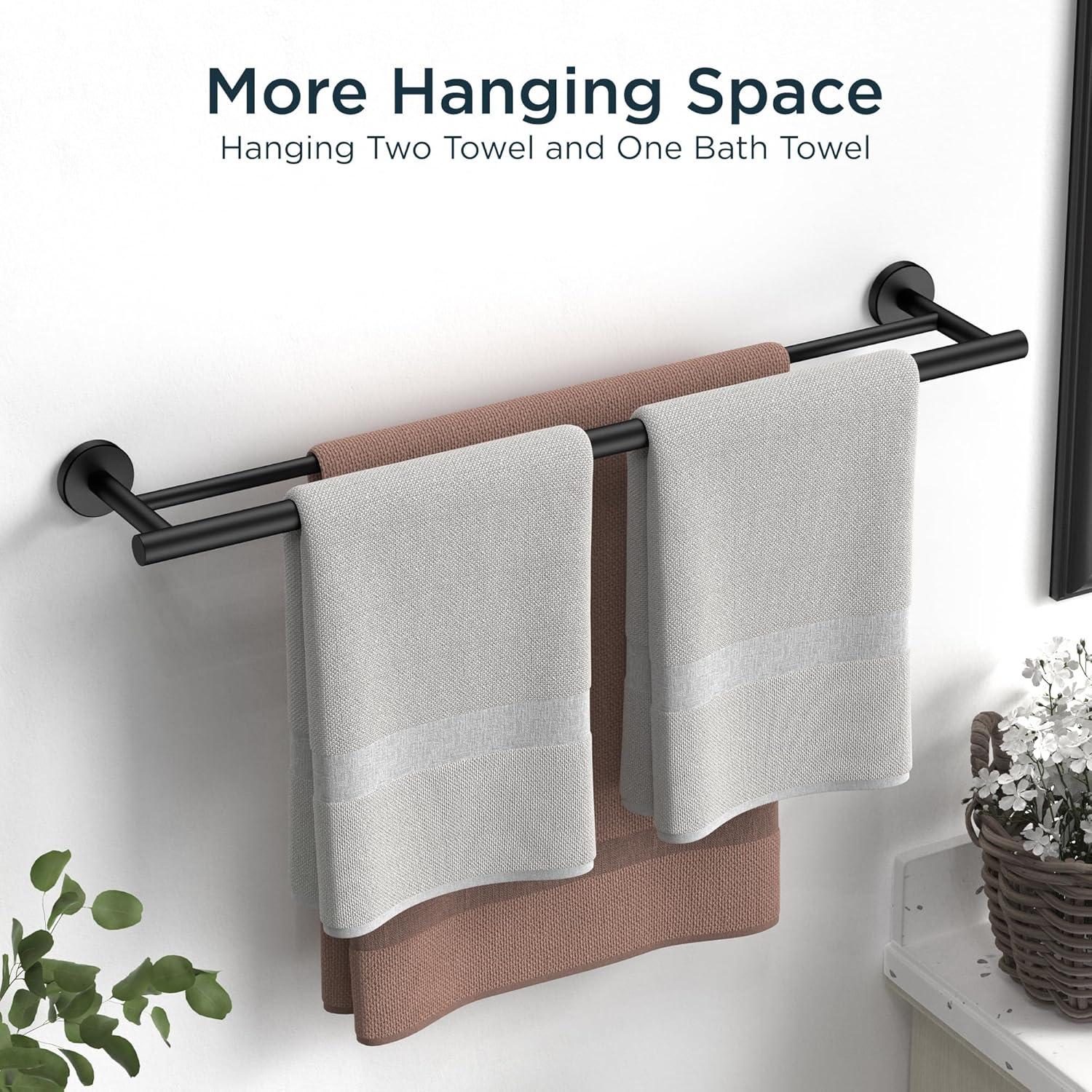 Barras dobles para toallas FORIOUS 60 cm acero inoxidable negro