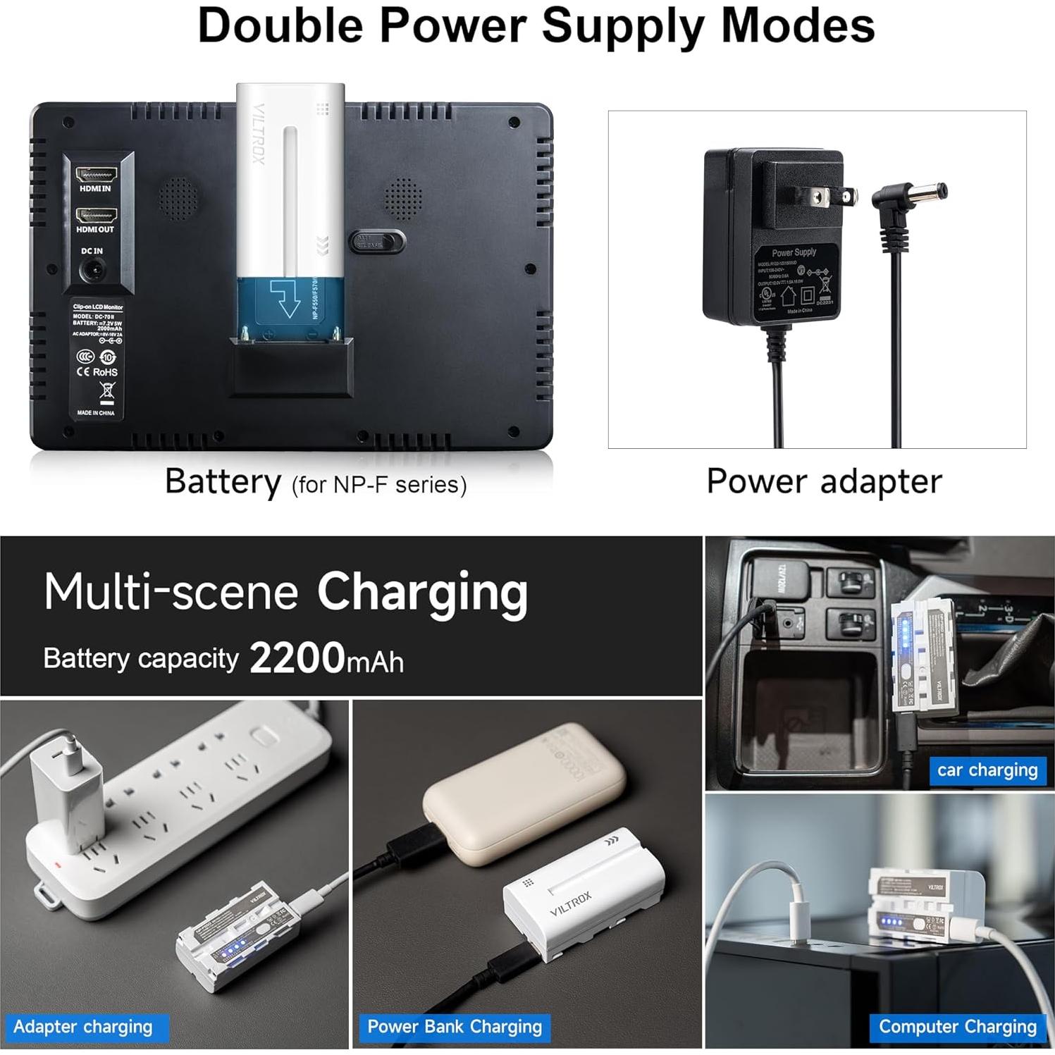 Monitor de Campo VILTROX DC-70 II 7" 4K HDMI con Batería
