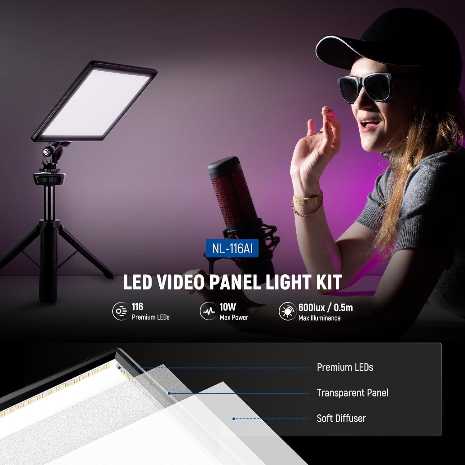 Panel de Luz LED NEEWER NL-116AI 23cm Dimmable con Trípode