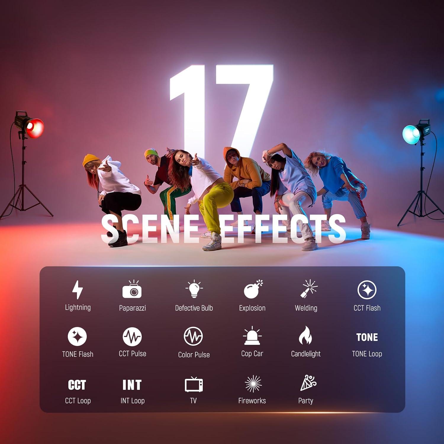 Luz de Video LED RGB NEEWER FS150C 130W 2500-7500K con Reflector