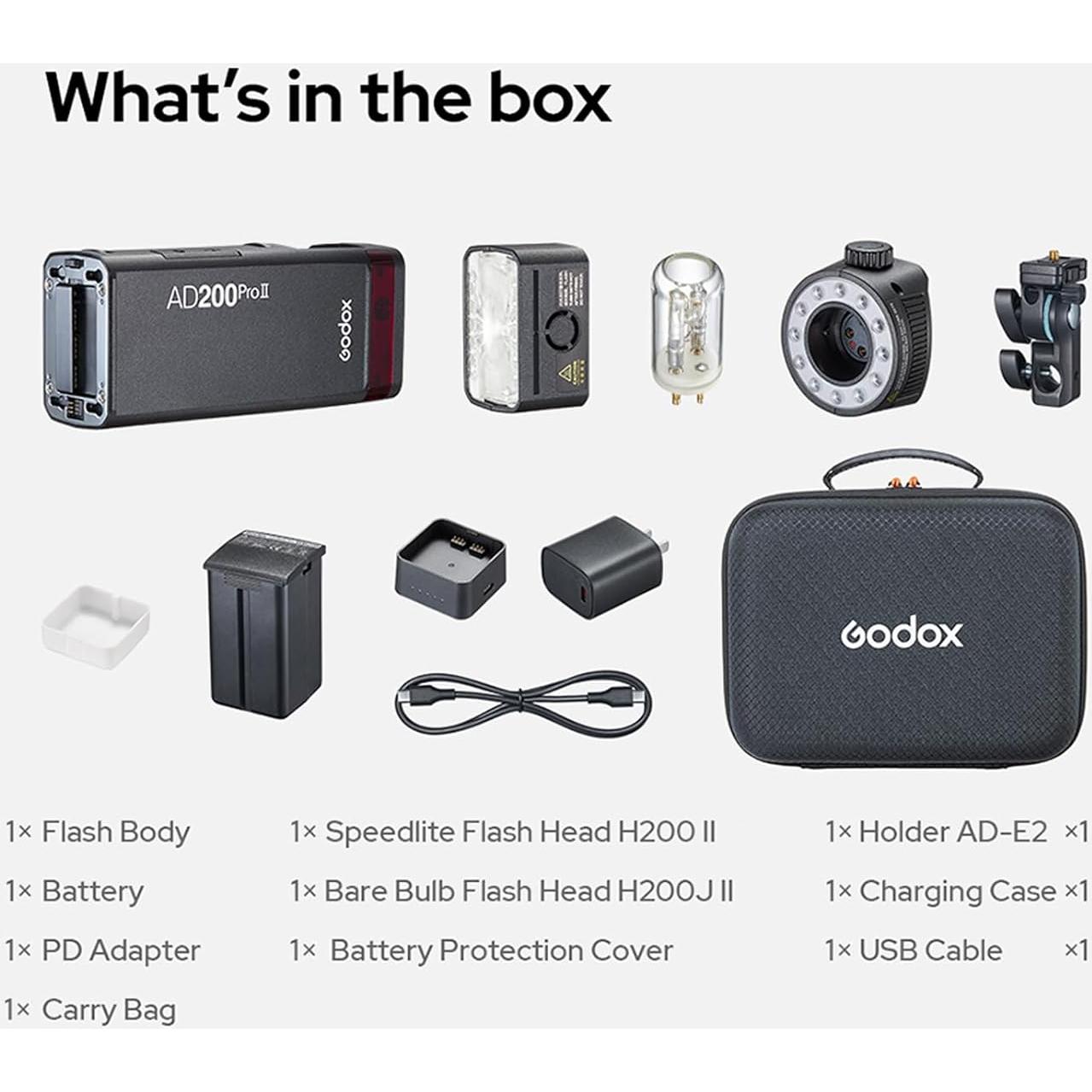 Flash Estroboscópico Godox AD200 Pro II 200W TTL Portátil