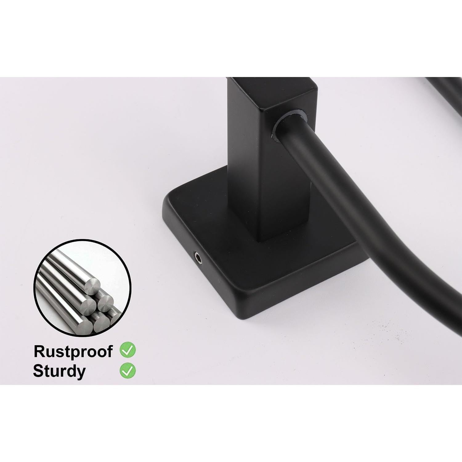 Soporte de Toalla TocTen Ovalado Acero Inoxidable Negro Mate