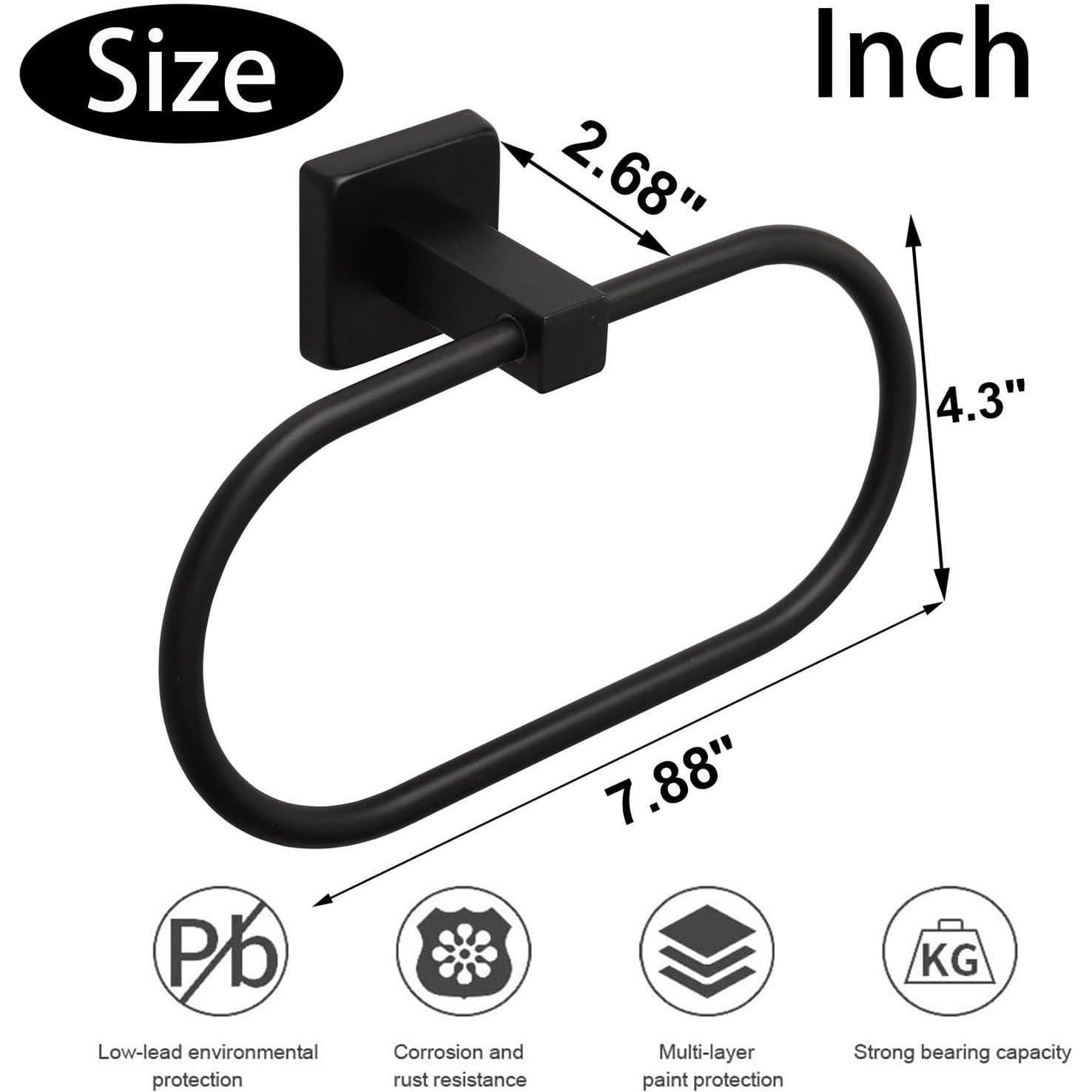 Soporte de Toalla TocTen Ovalado Acero Inoxidable Negro Mate