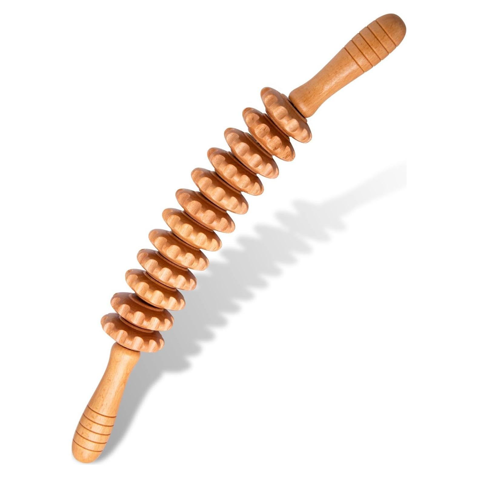 Rodillo de Masaje de Madera DAOZWUBGIH 40 cm Drenaje Linfático