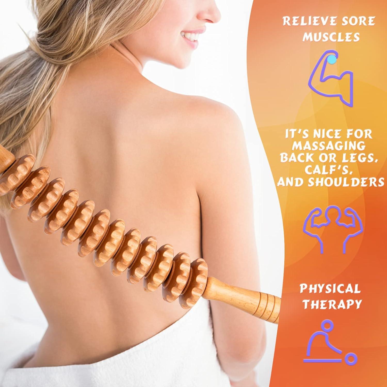 Rodillo de Masaje de Madera DAOZWUBGIH 40 cm Drenaje Linfático