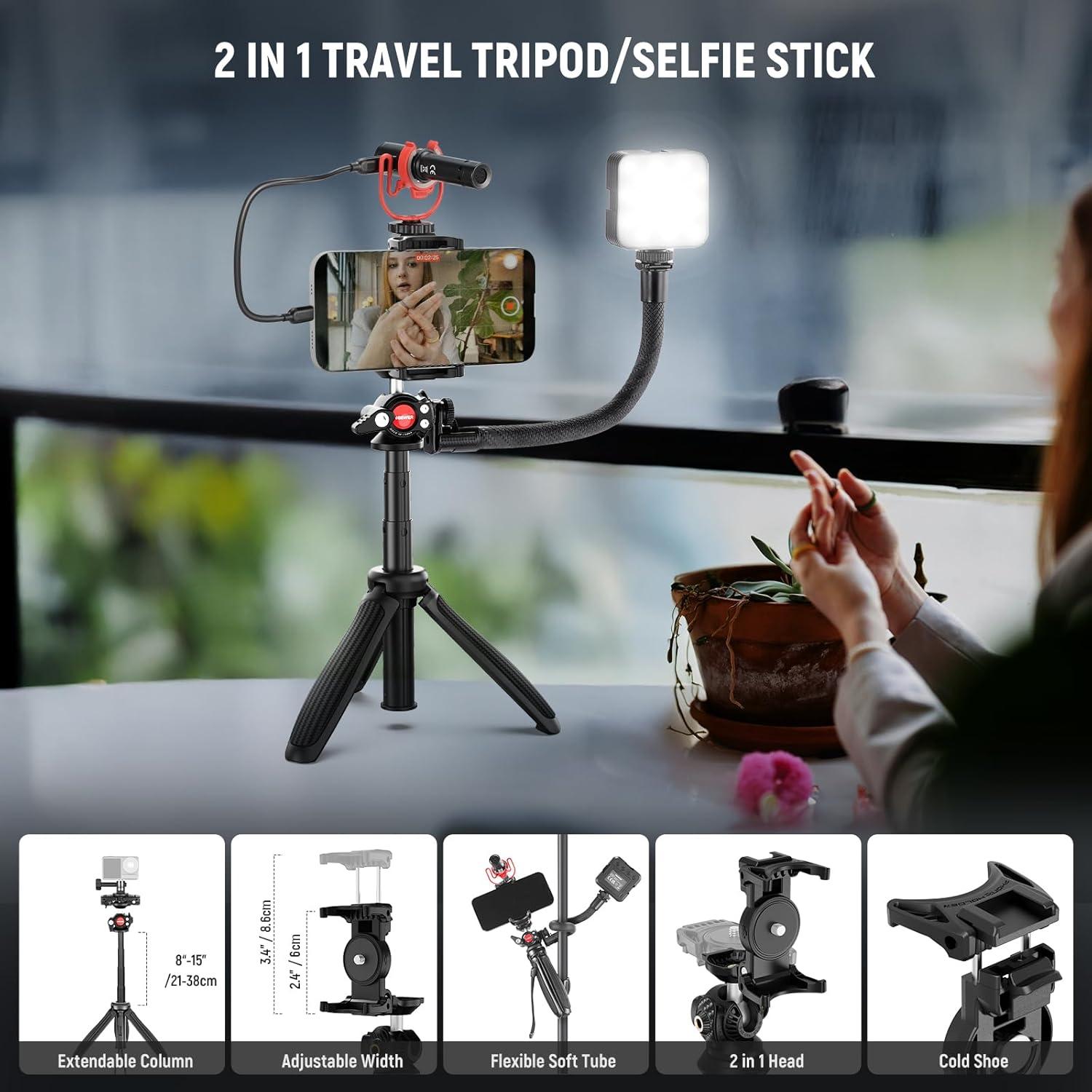 Kit de Vlogging Neewer para Teléfonos con Luz LED y Micrófono