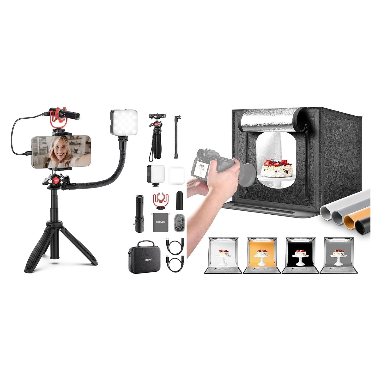 Kit de Vlogging NEEWER para Teléfonos con Luz LED y Micrófono