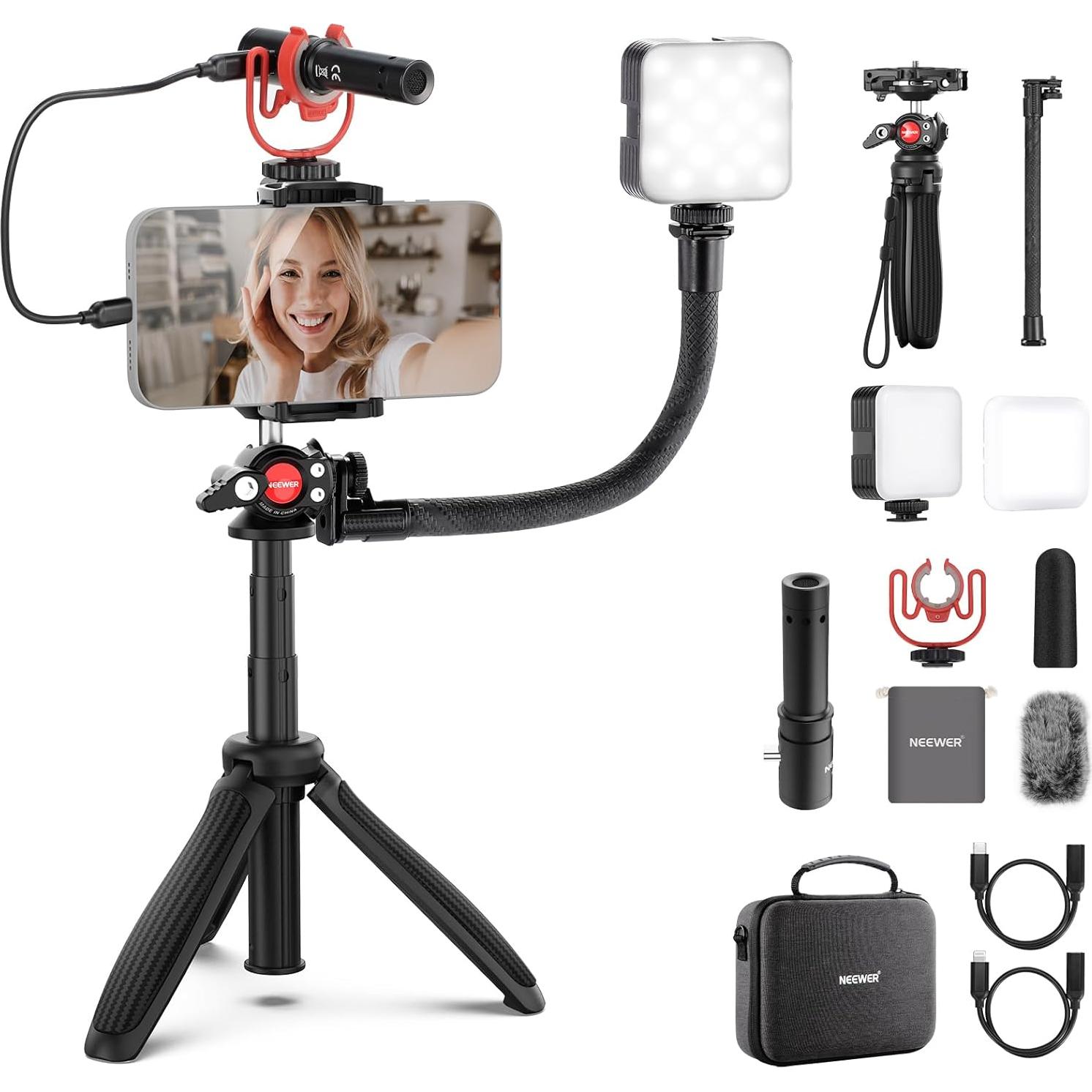 Kit de Vlogging NEEWER para Teléfonos con Luz LED y Micrófono