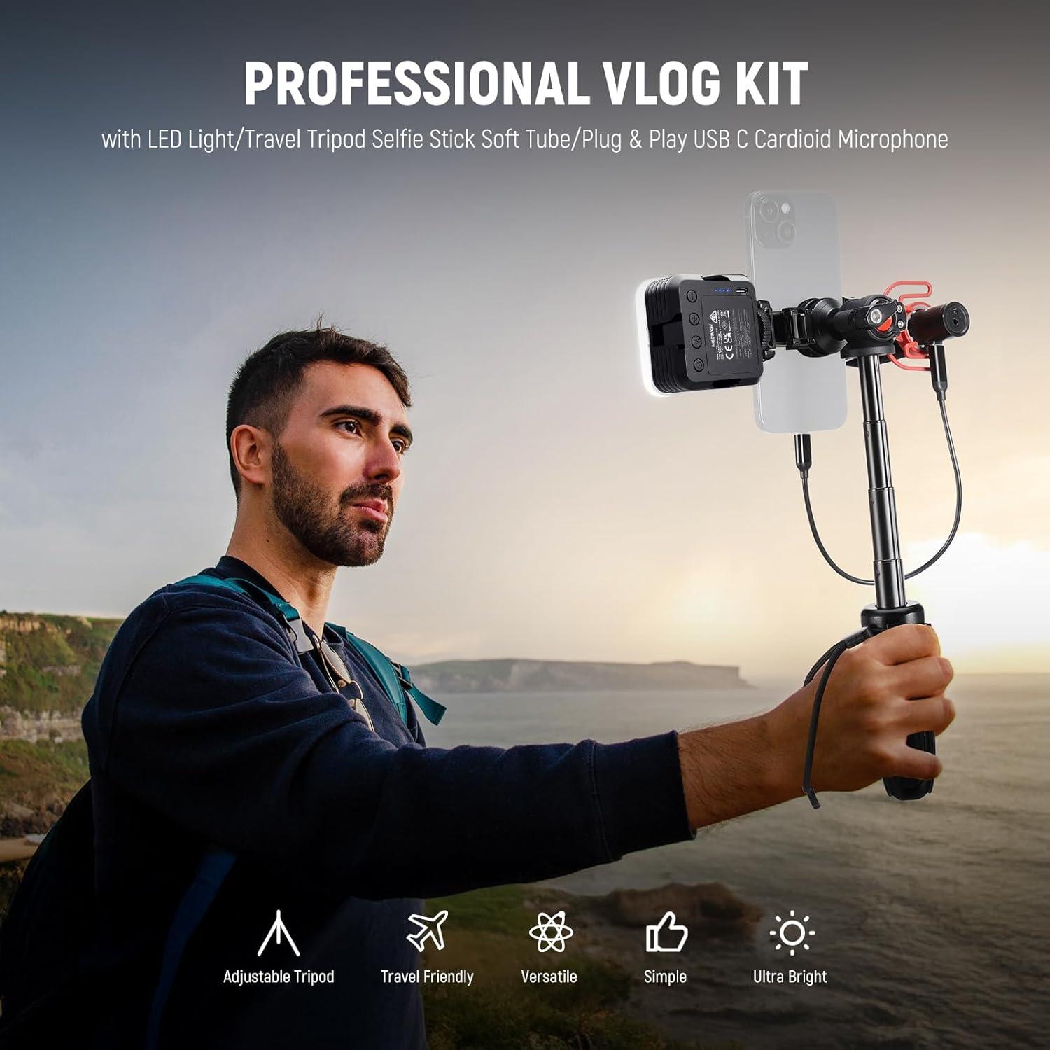 Kit de Vlogging NEEWER para Teléfonos con Luz LED y Micrófono