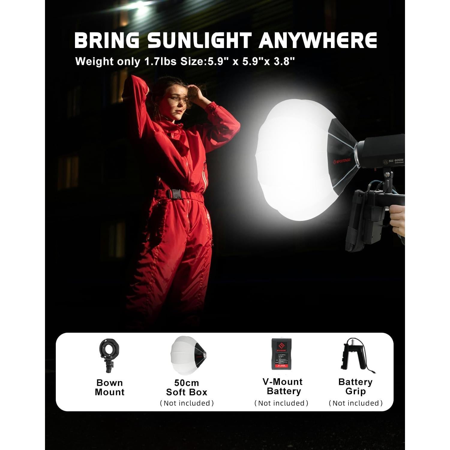 Luz de Video LED IFOOTAGE SL1 60DN con Soft Box 50cm 5600K