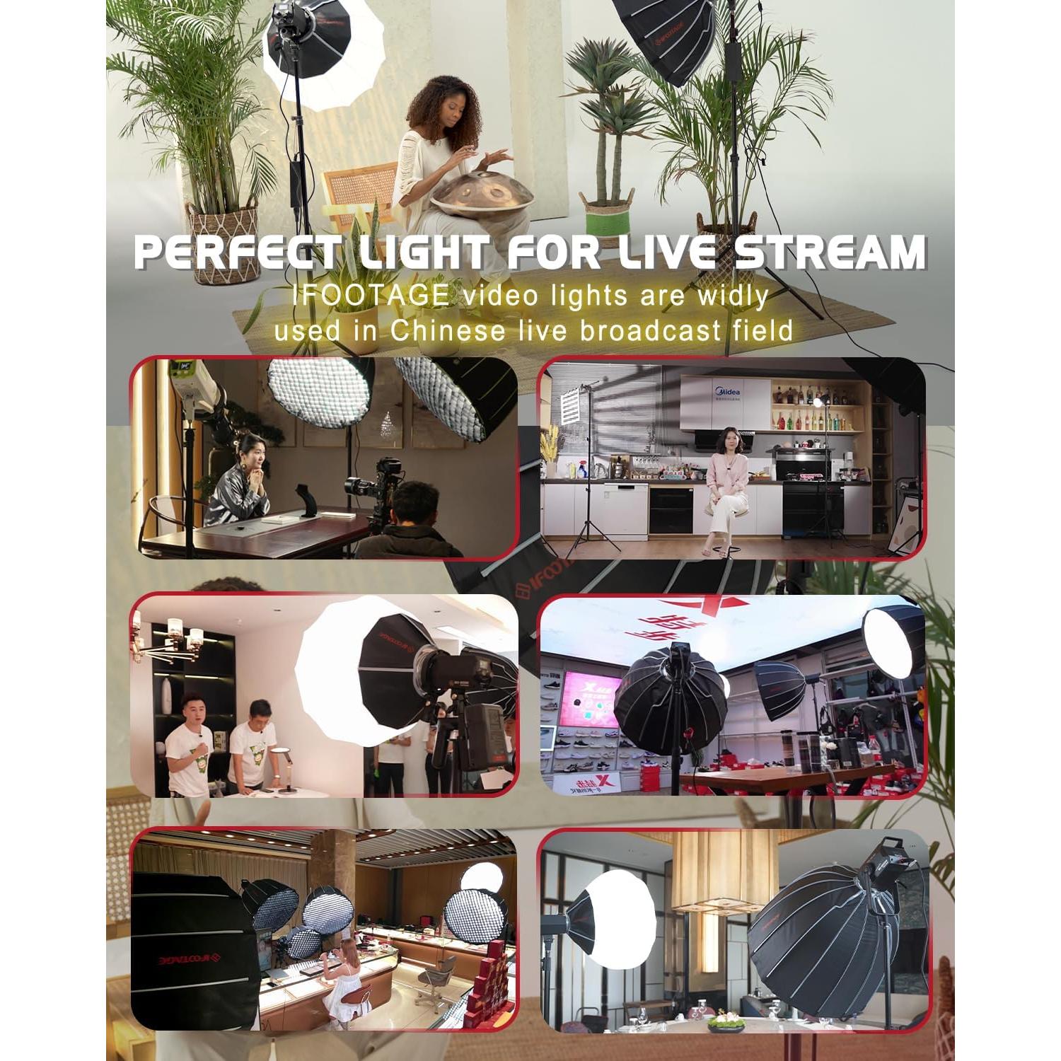 Luz de Video LED IFOOTAGE SL1 60DN con Soft Box 50cm 5600K