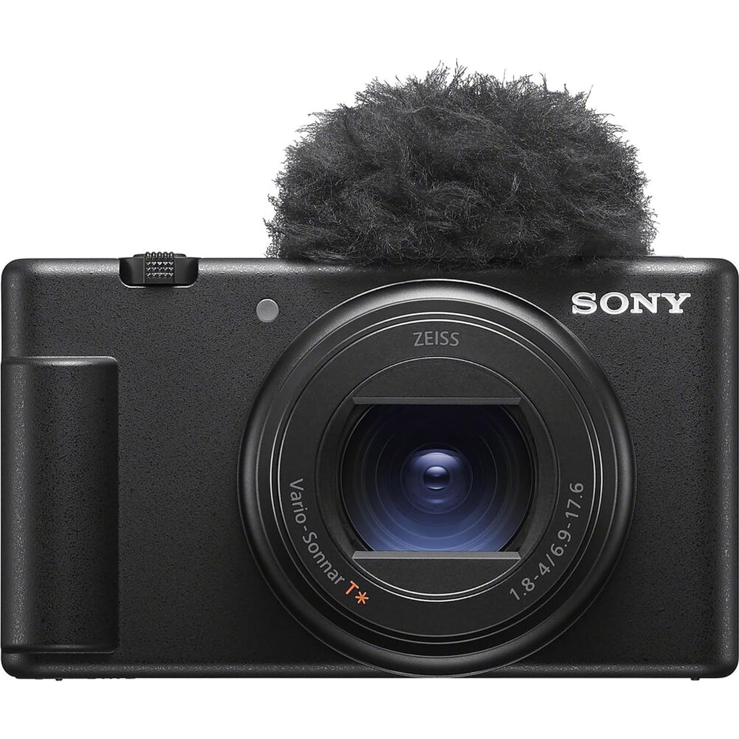 Sony ZV-1 II Compact Vlogging Camera (ILCZV-1M2/B) – 20.1 MP 1″ Sensor, 18–50 mm Wide-Angle Zoom, 4K Video w/ 64GB Card, NP-BX1 Battery, Card Reader, LED Light, Soft Bag and More
