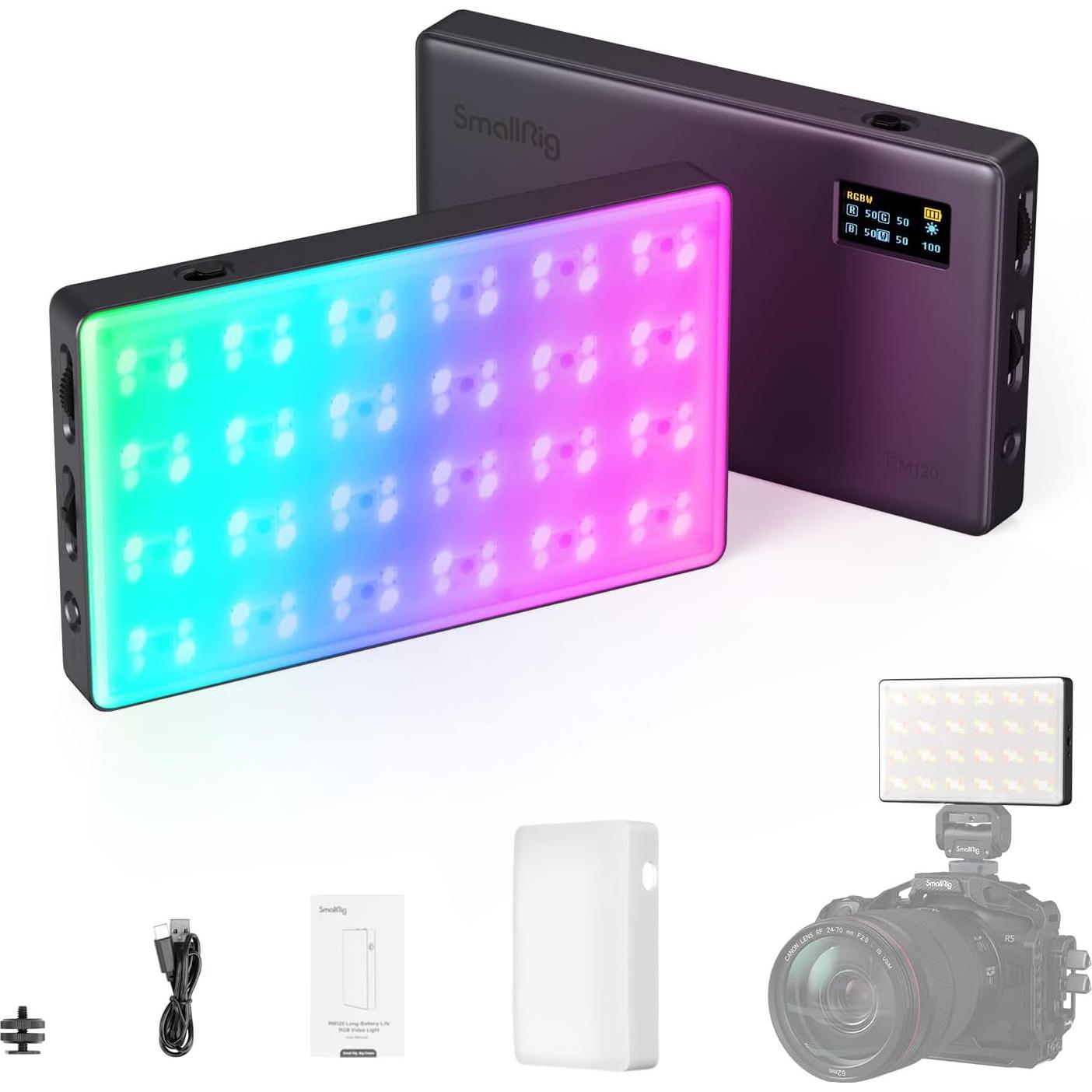 Paquete SmallRig RM120 Luz de Video RGB 3808 + Soporte Teléfono 4121