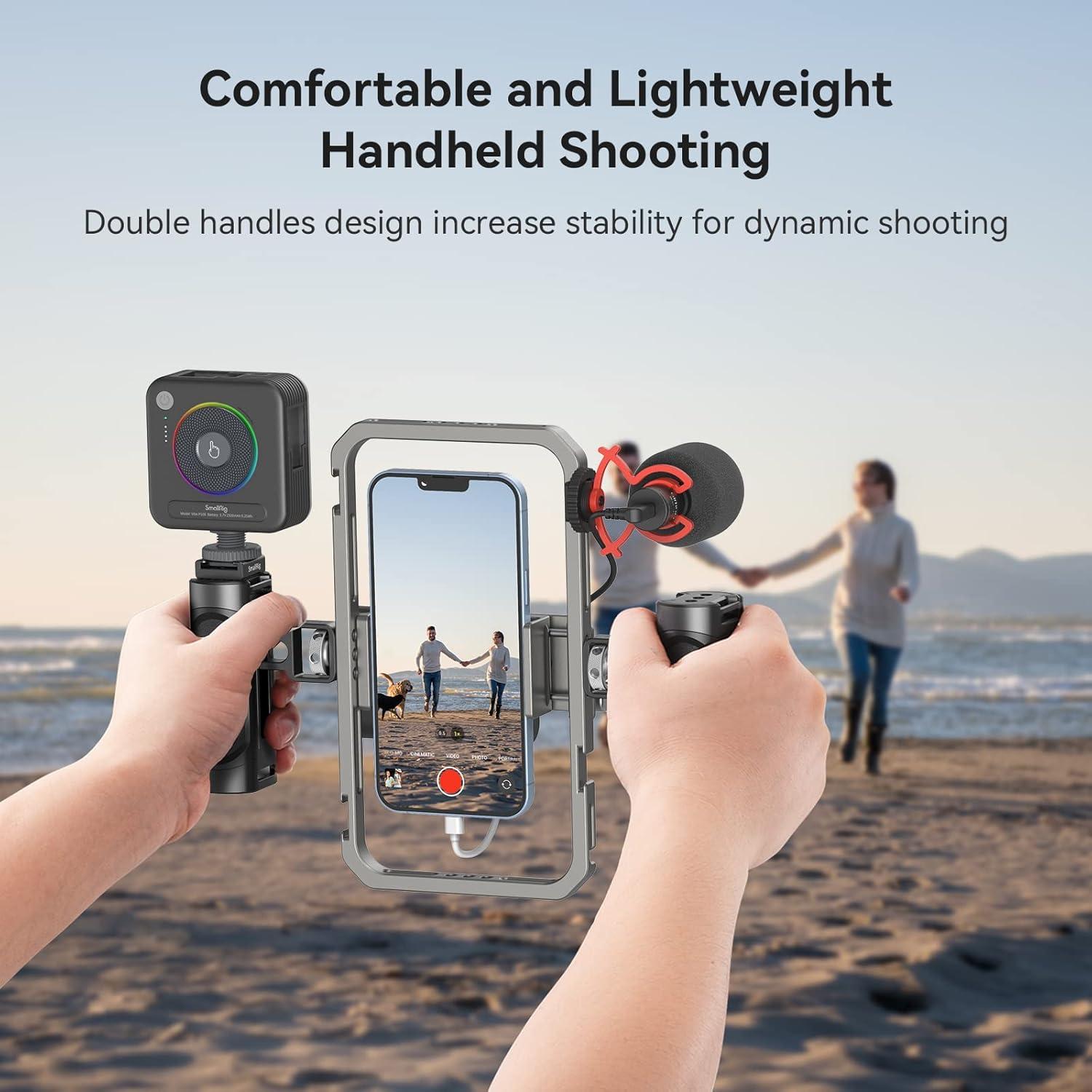 Paquete SmallRig RM120 Luz de Video RGB 3808 + Soporte Teléfono 4121