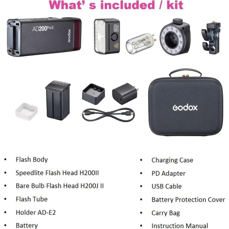 Flash Godox AD200 Pro II 200Ws Bi-Color TTL Inalámbrico