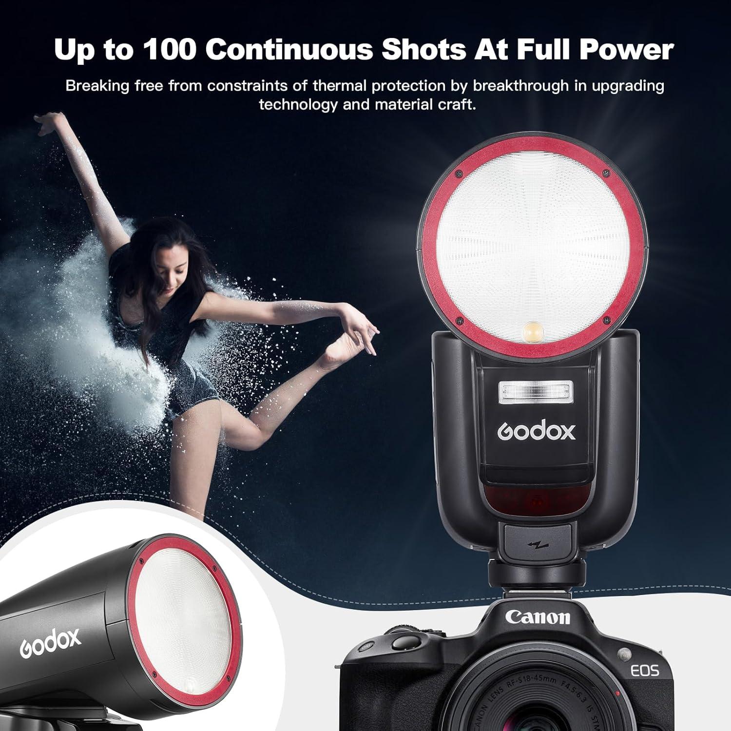 Flash Godox V1 Pro U TTL para Olympus y Panasonic con Accesorios