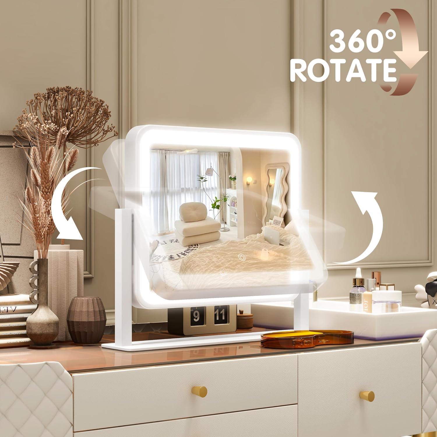 Espejo de Tocador FENNIO con Luces LED 35.5x30.5cm Táctil