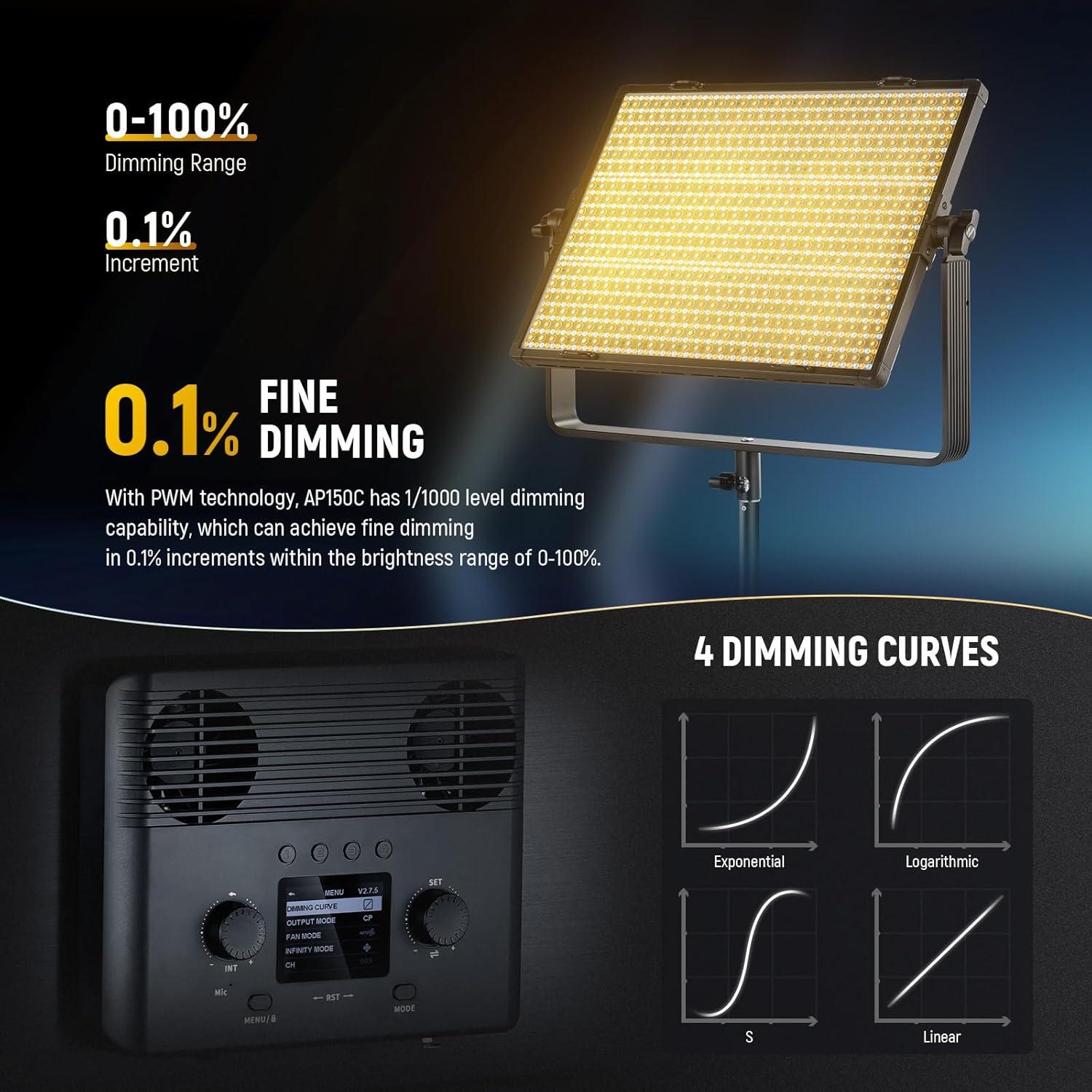 Kit de Luz LED NEEWER AP150C 150W RGB con Soporte Acero Inoxidable