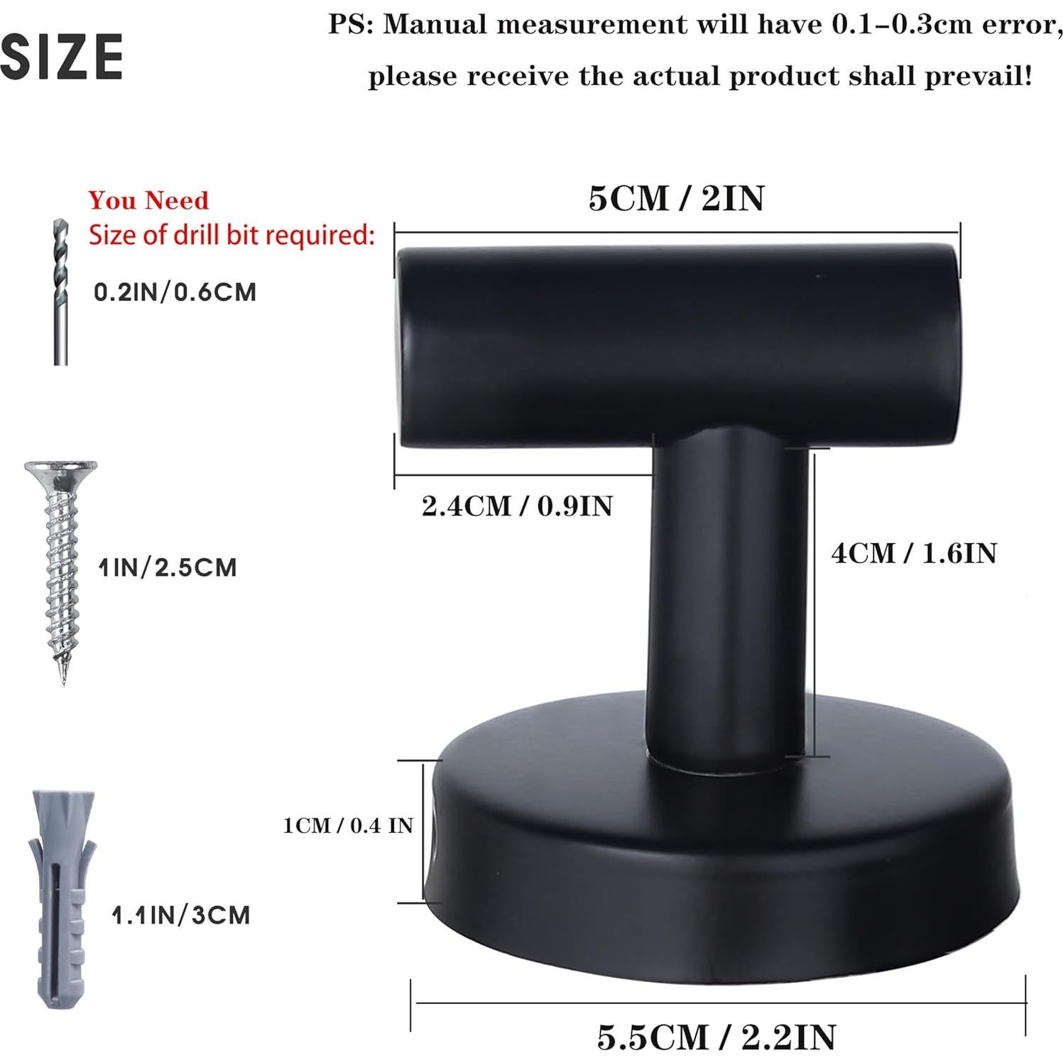 Ganchos de Acero Inoxidable Homagic 4 Piezas Negro Mate