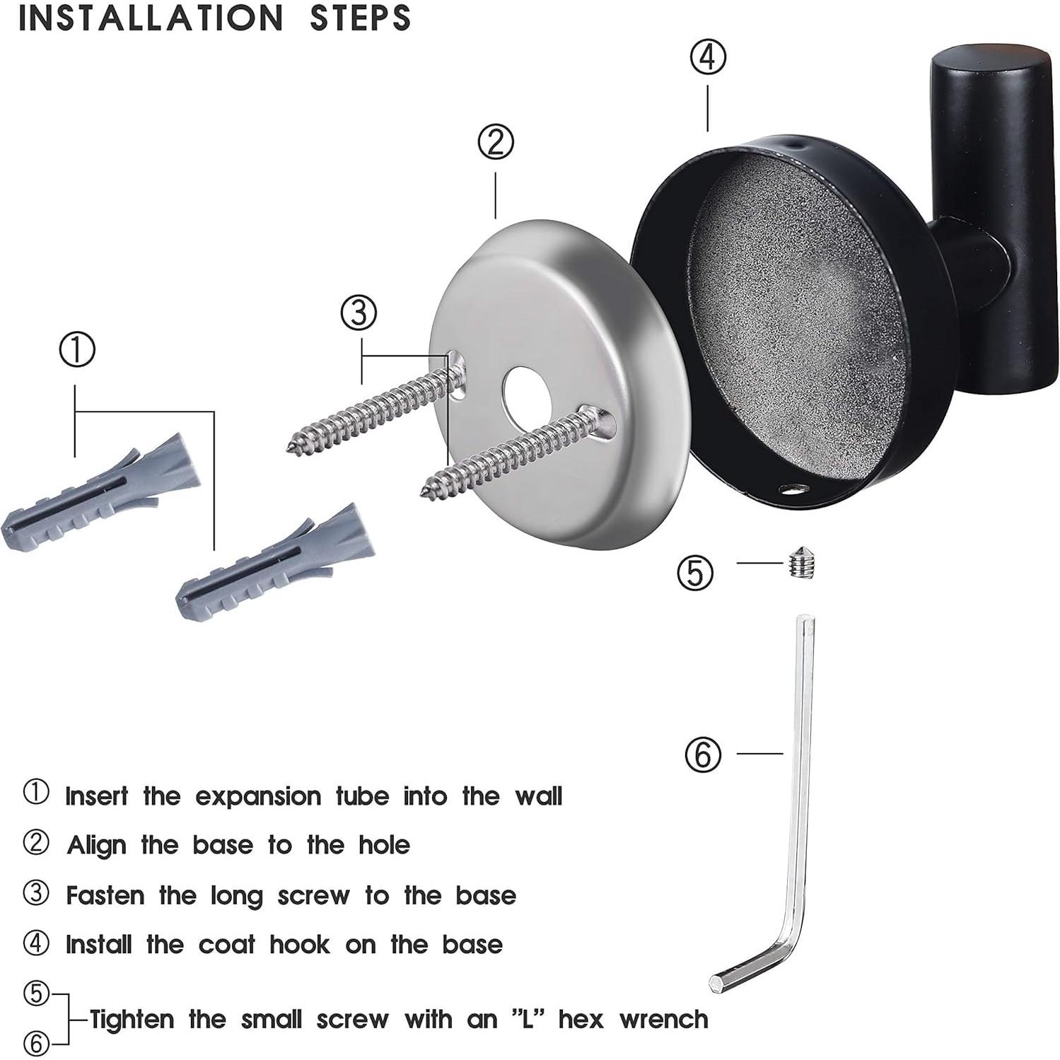 Ganchos de Acero Inoxidable Homagic 4 Piezas Negro Mate