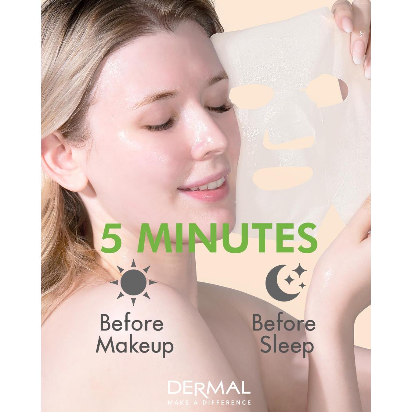 Máscara Facial DERMAL de Colágeno de Pepino 100 Piezas