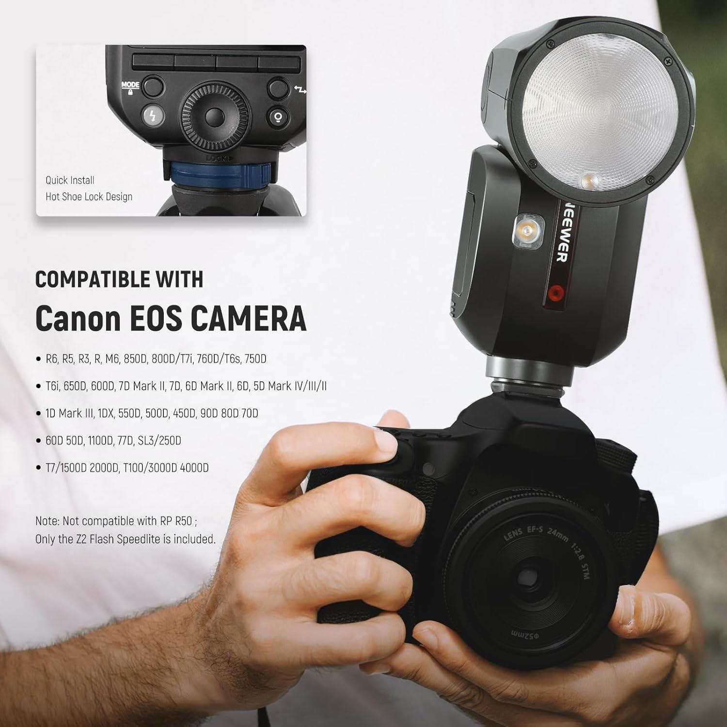 Flash NEEWER Z2-C 76Ws TTL para Canon, 600 Flashes, 1.5s Recarga