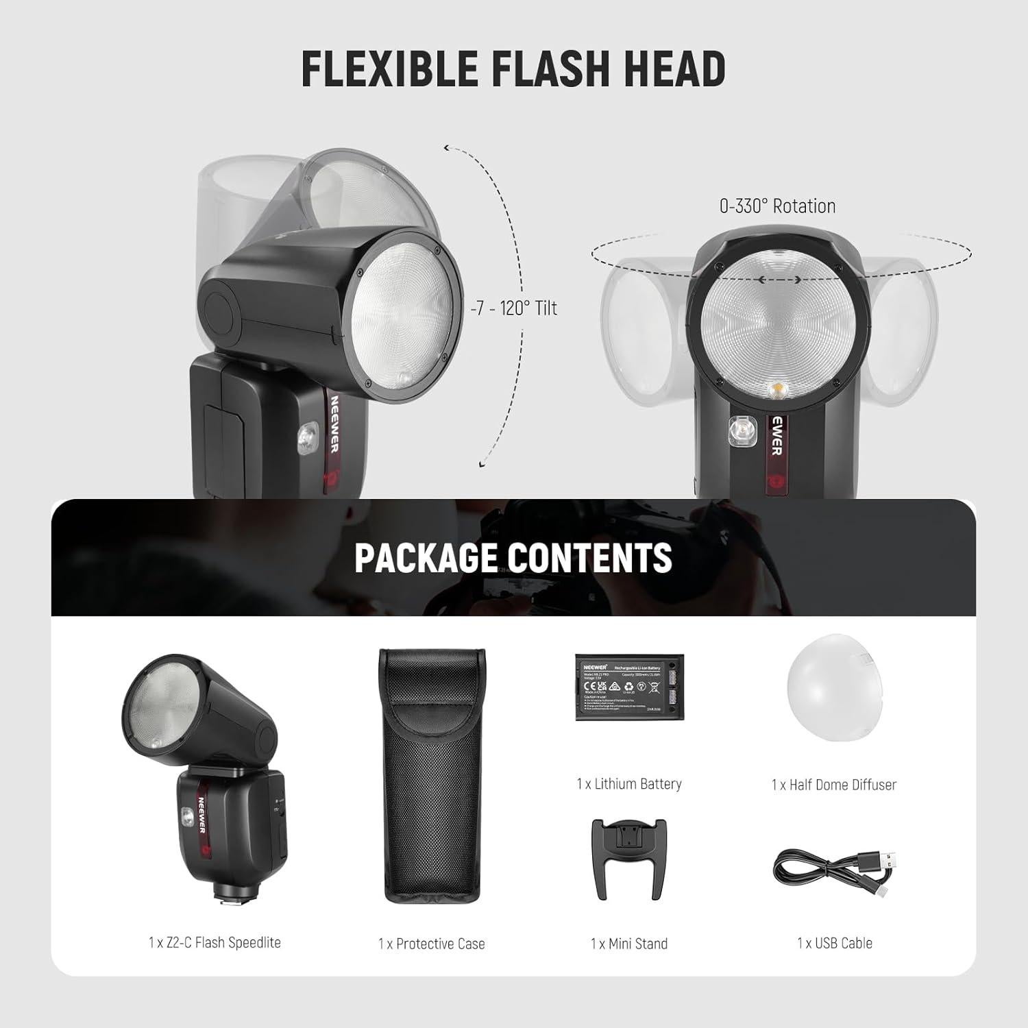 Flash NEEWER Z2-C 76Ws TTL para Canon, 600 Flashes, 1.5s Recarga