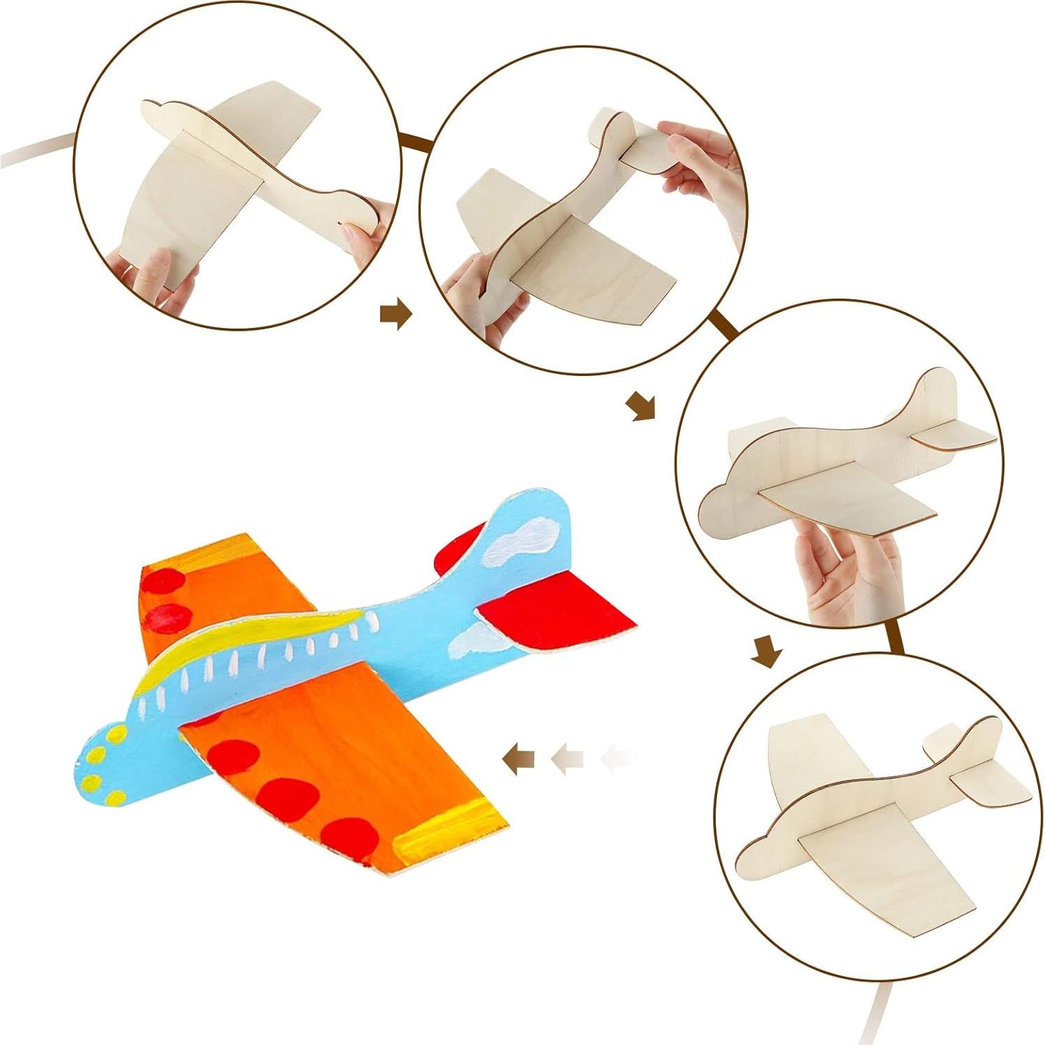 CertBuy 20 Aviones de Madera DIY para Pintar y Decorar