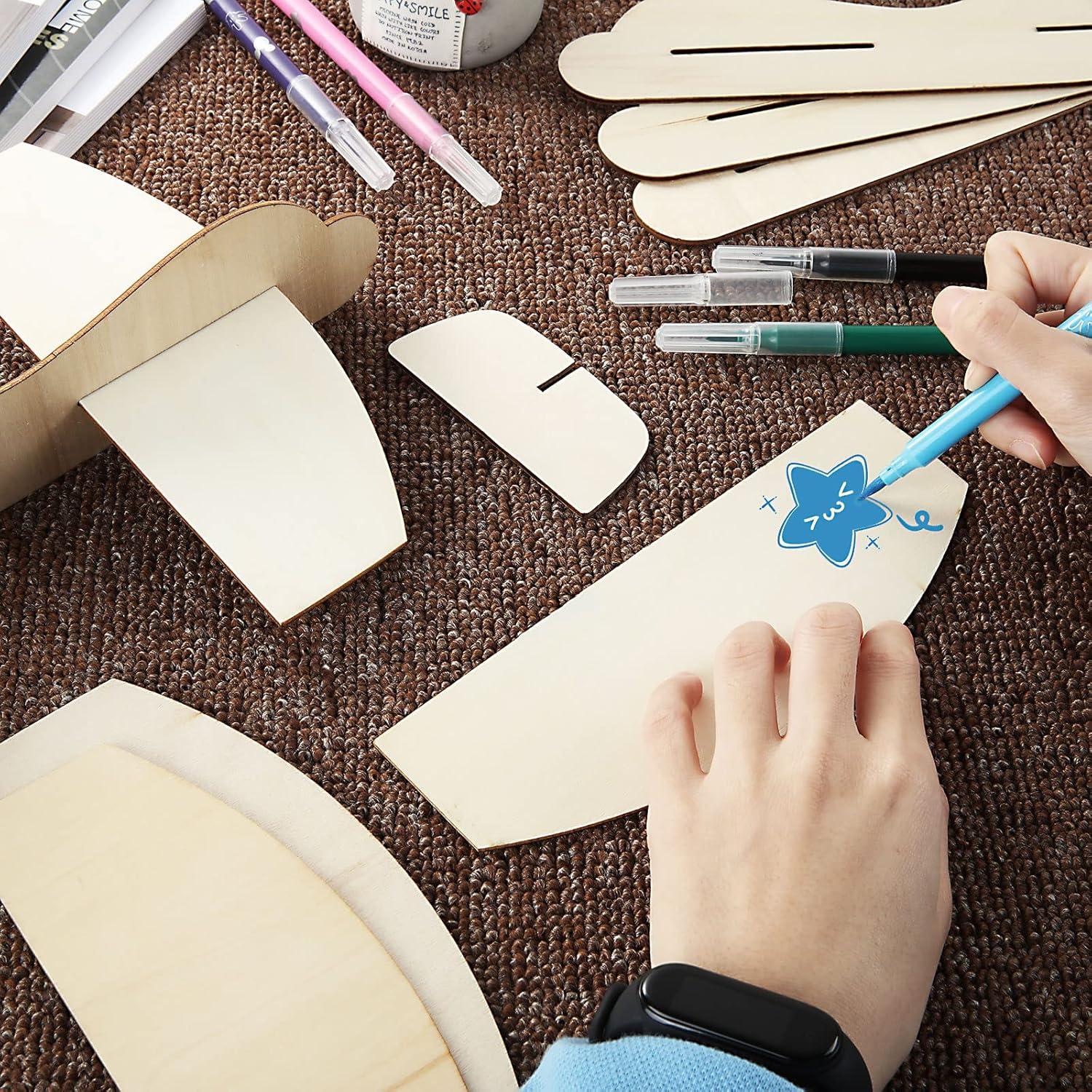 CertBuy 20 Aviones de Madera DIY para Pintar y Decorar